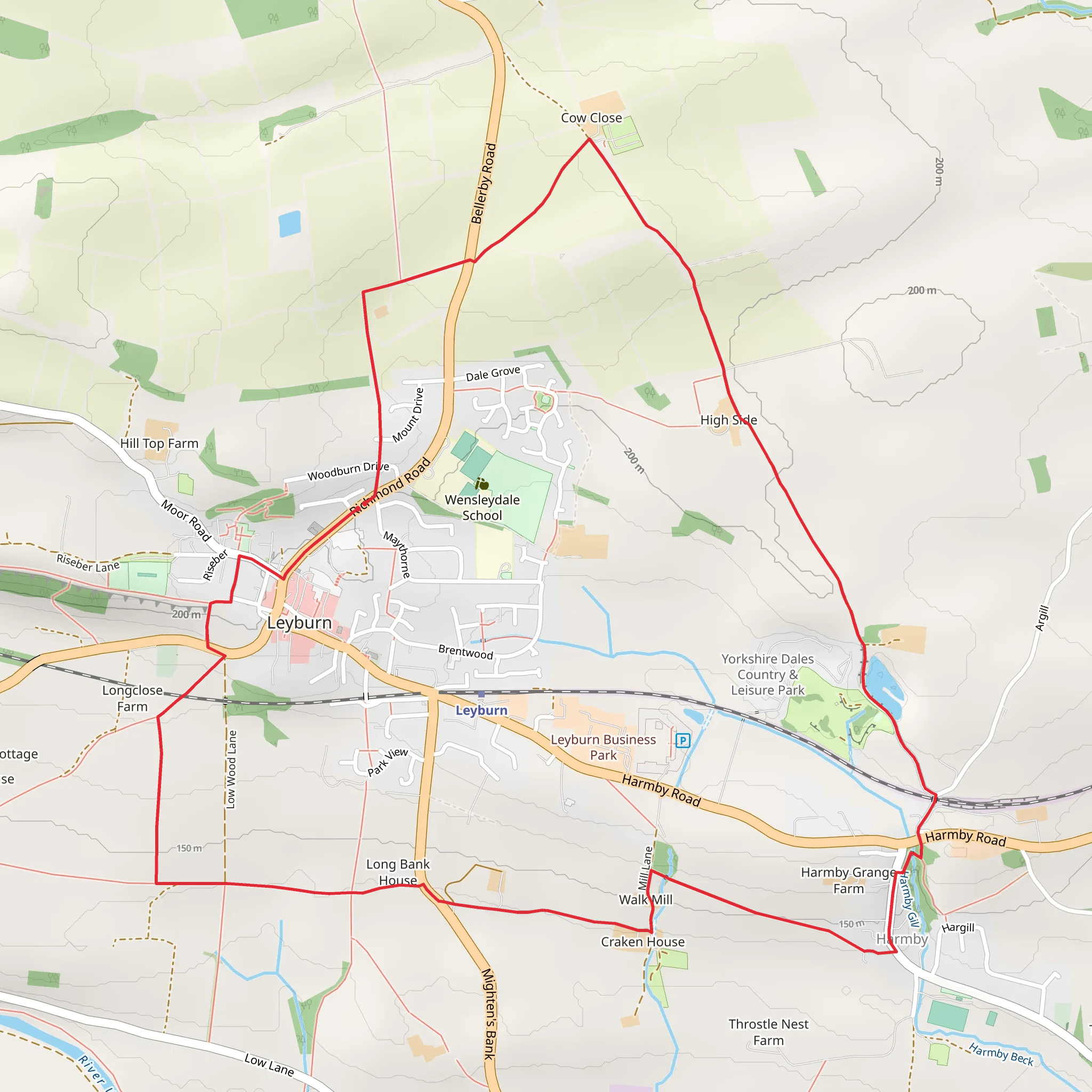 Leyburn to Harmby Loop mobile static map