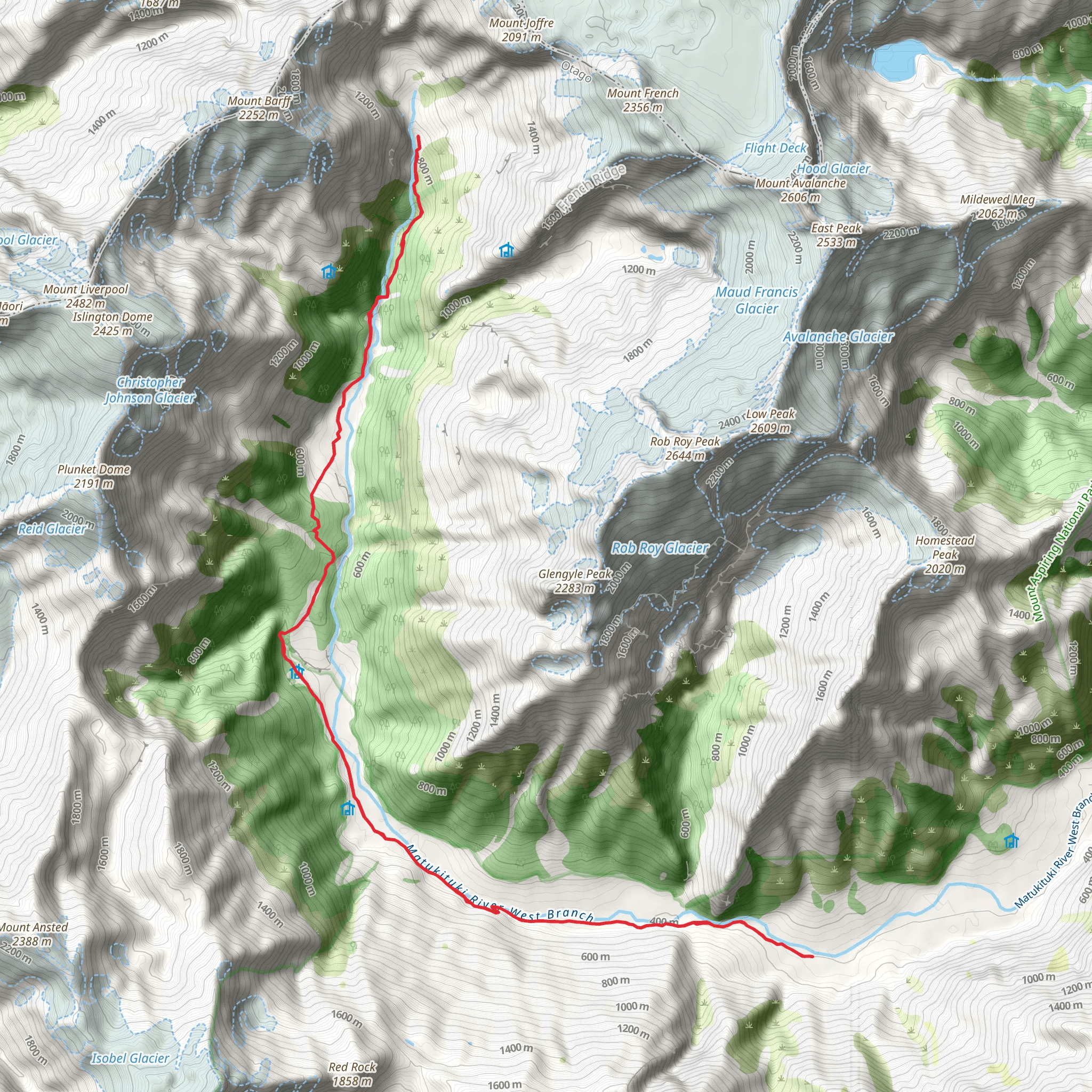 West Matukituki Track mobile static map