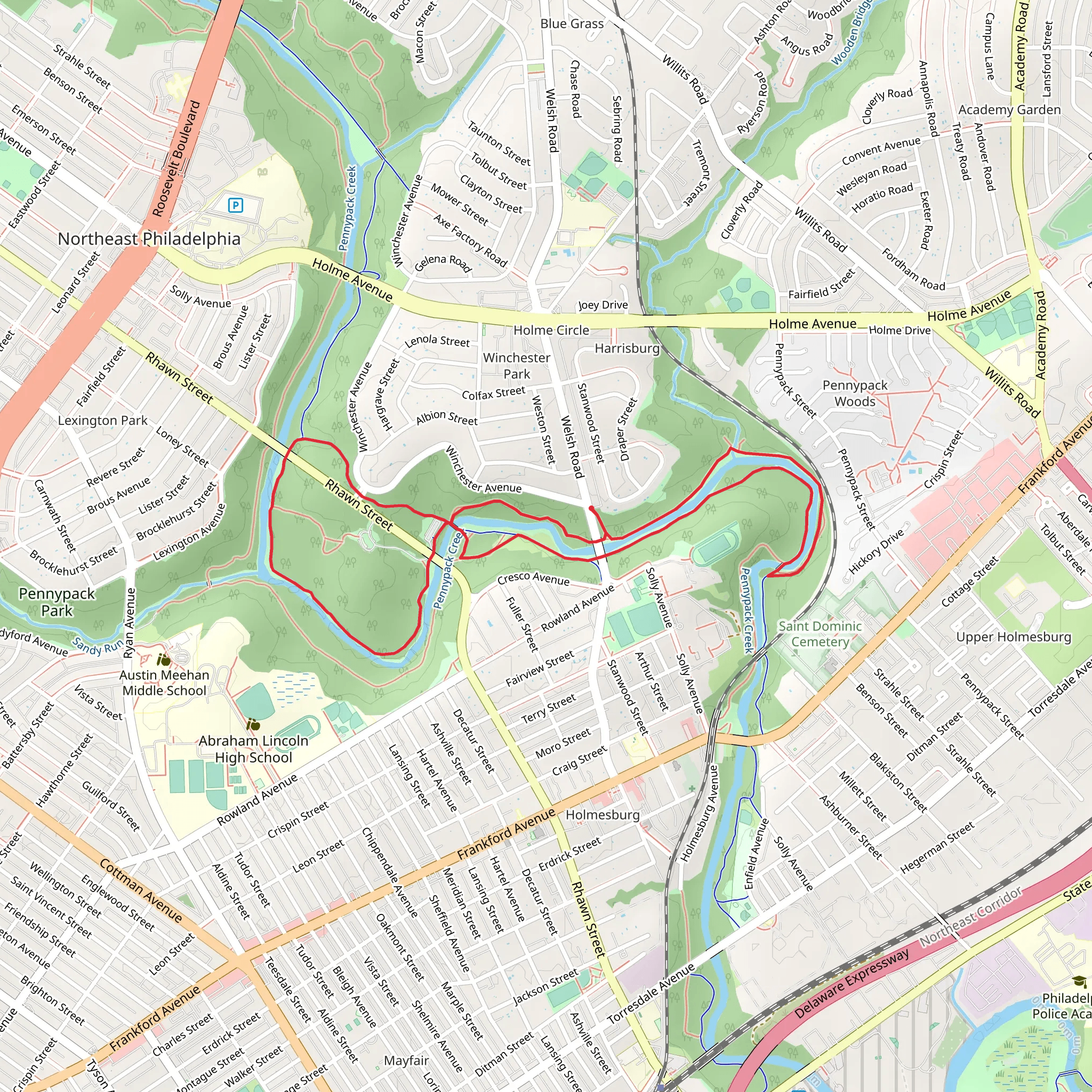 Pennypack Trail Loop mobile static map