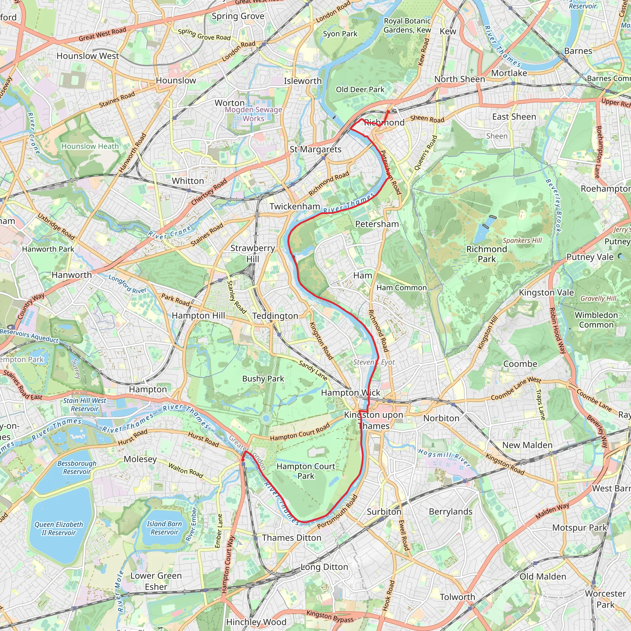 Richmond to Hampton Court Walk mobile static map