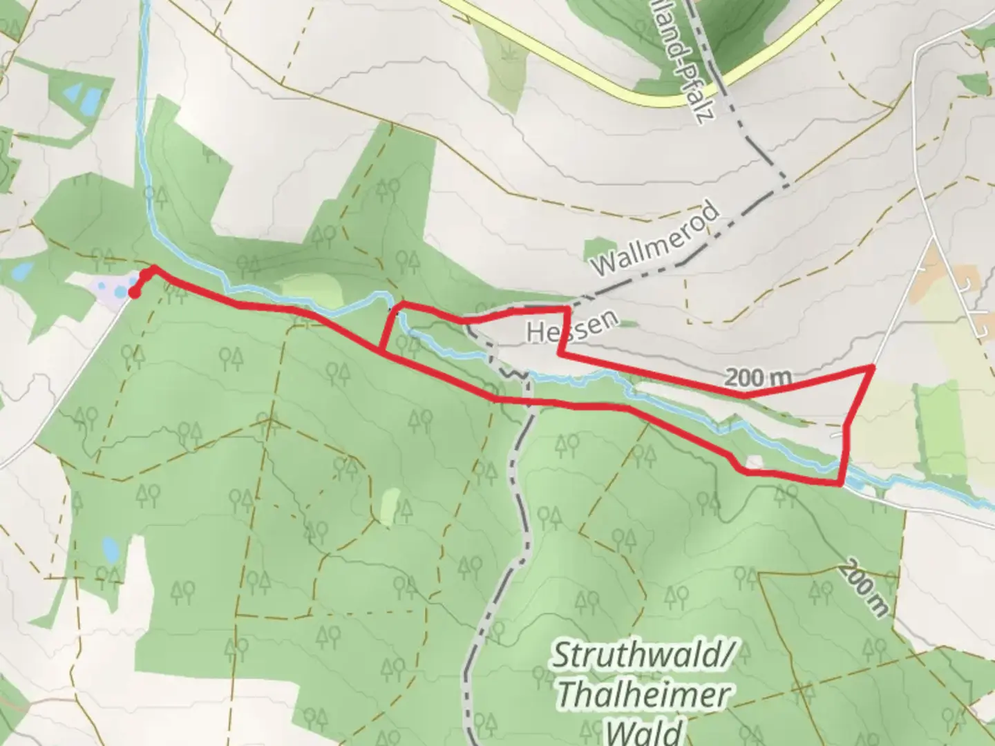 An image depicting the trail Schlaudermuhle Loop and its surrounding area.