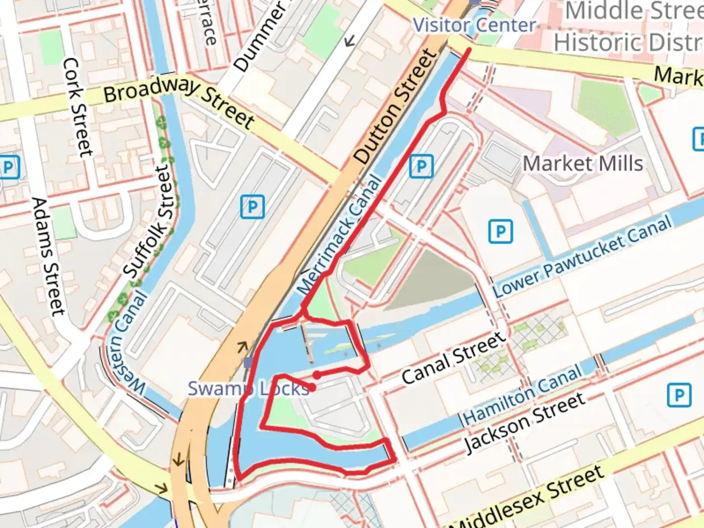 An image depicting the trail Swamp Locks Loop and its surrounding area.