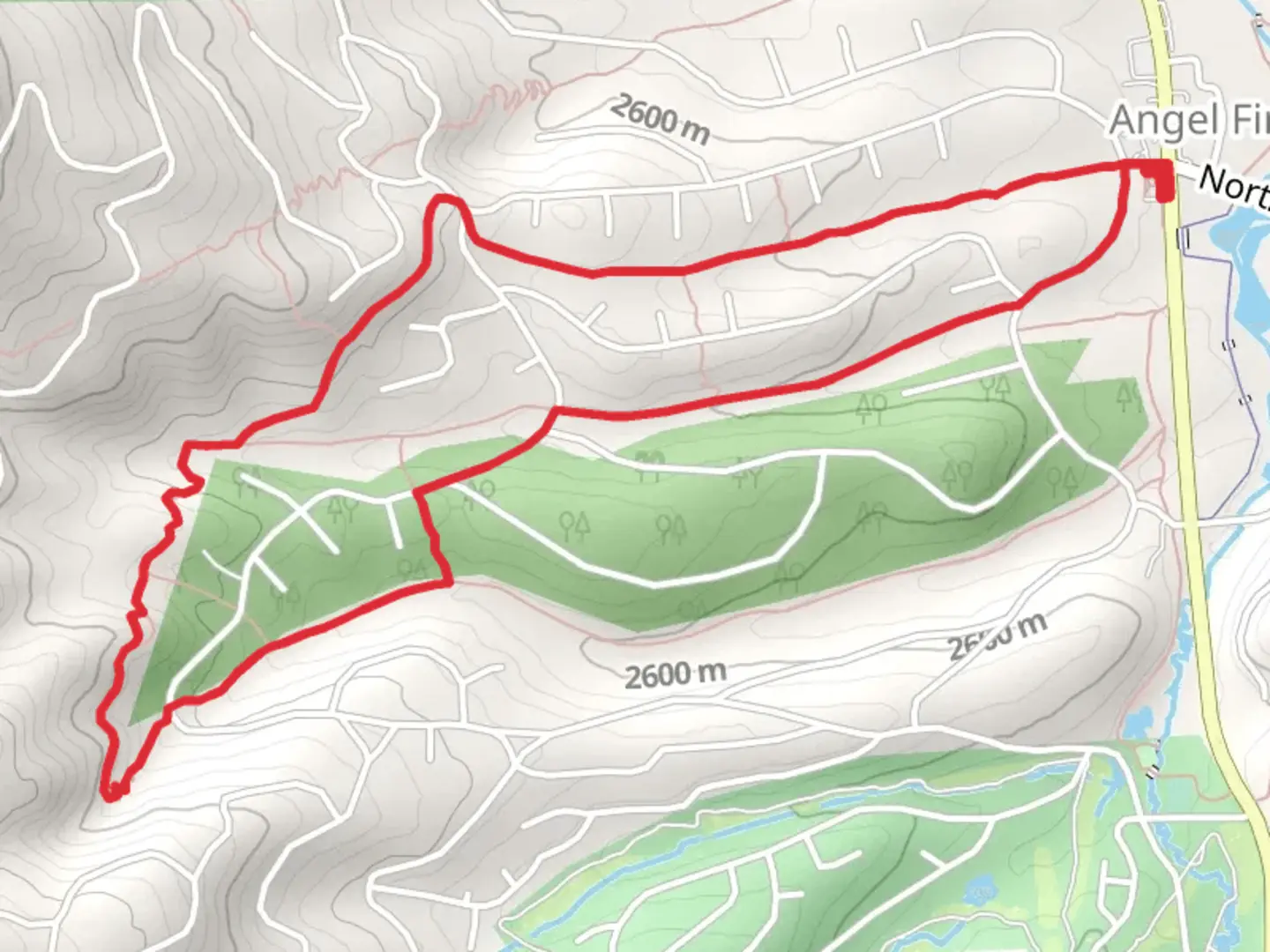 An image depicting the trail Valle Grande Trail South, Lynx and Coyote Loop and its surrounding area.