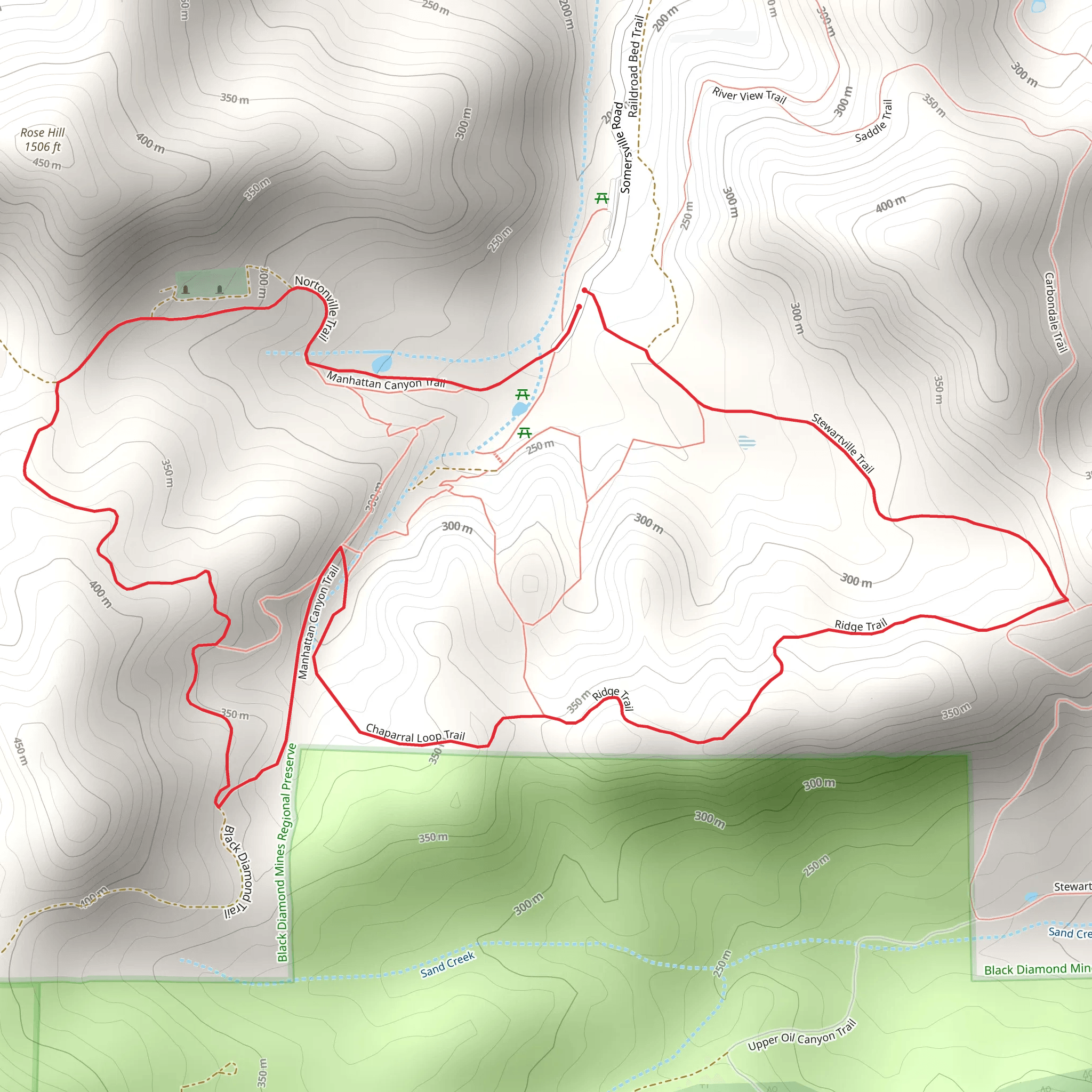 Stewartville, Manhattan Canyon and Nortonville Pass Loop Trail mobile static map