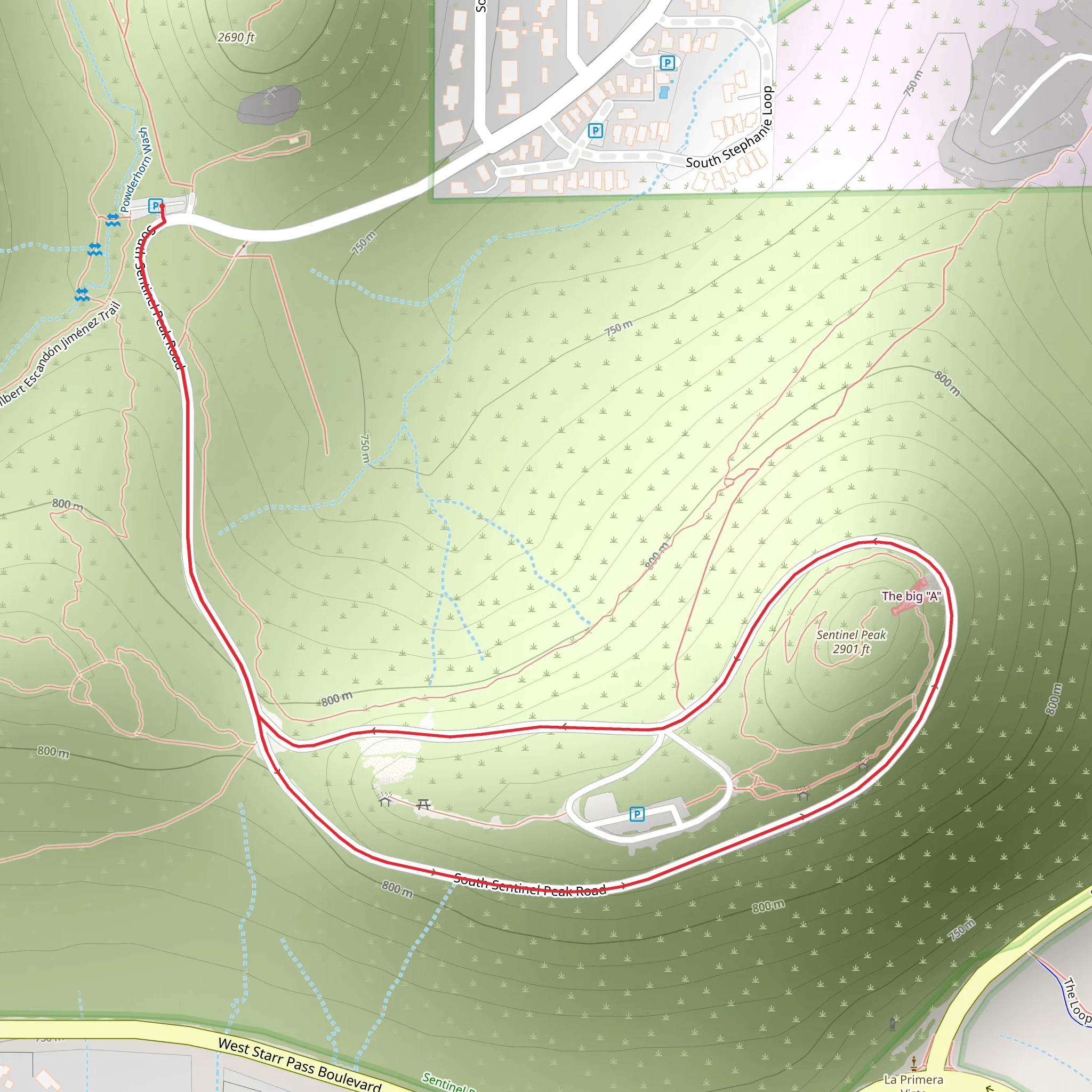 Sentinel Peak Loop mobile static map