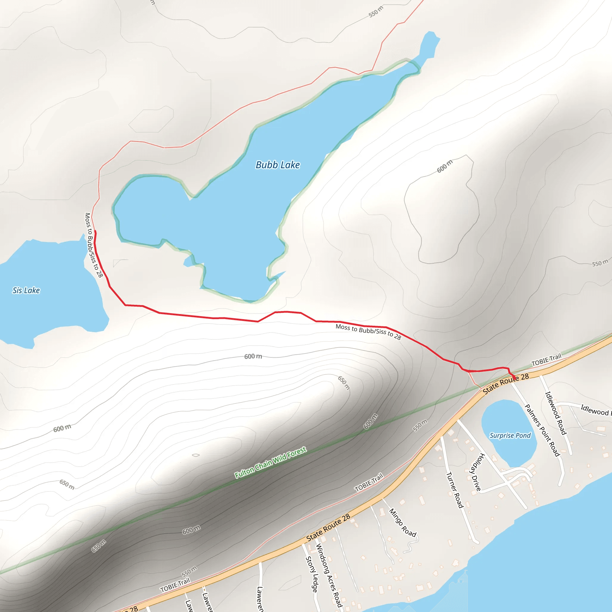 Sis Lake and Bubb Lake Trail mobile static map