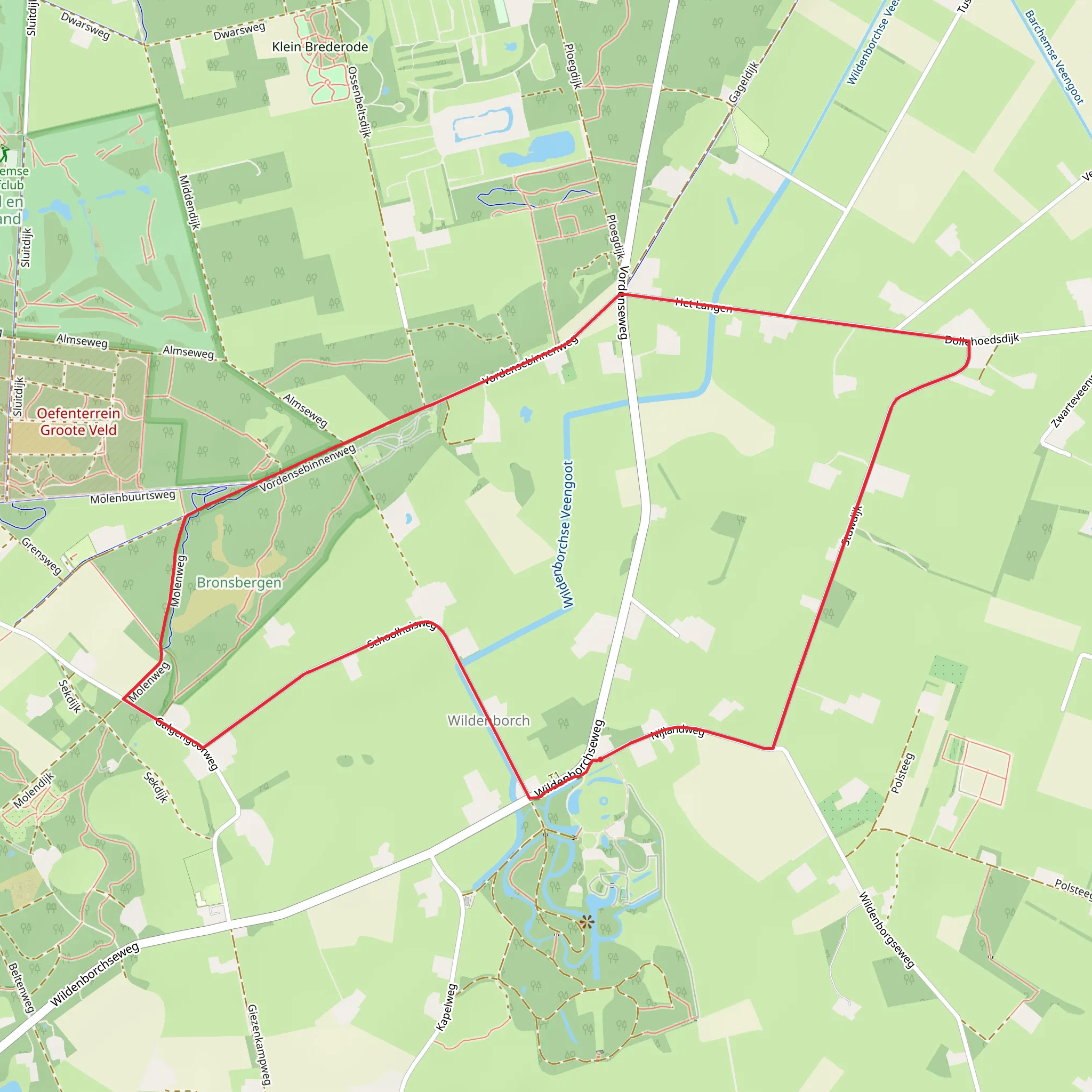 Bronsbergen via Molenweg and Vordensebinnenweg mobile static map