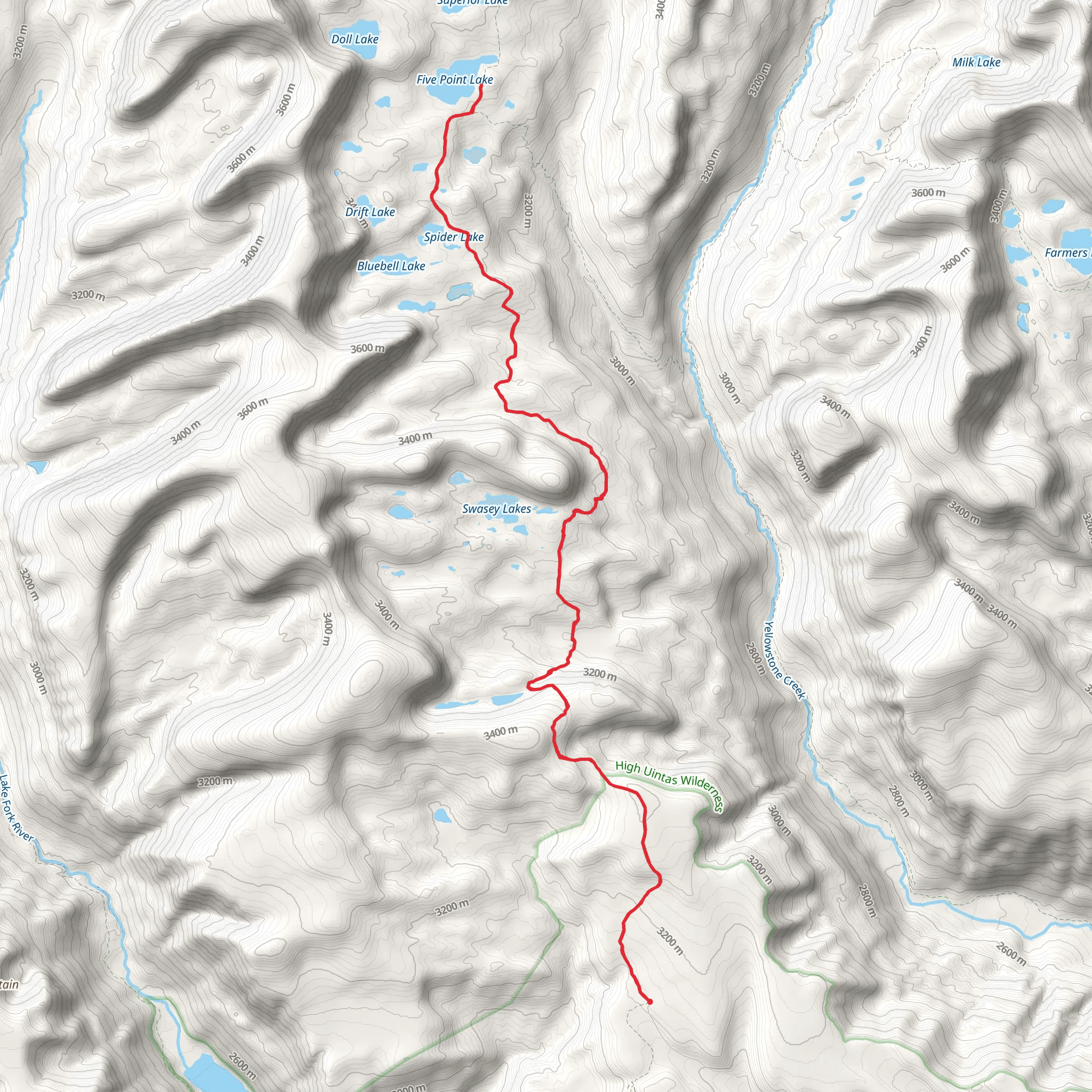 Five Point Lake via Center Park Trail mobile static map