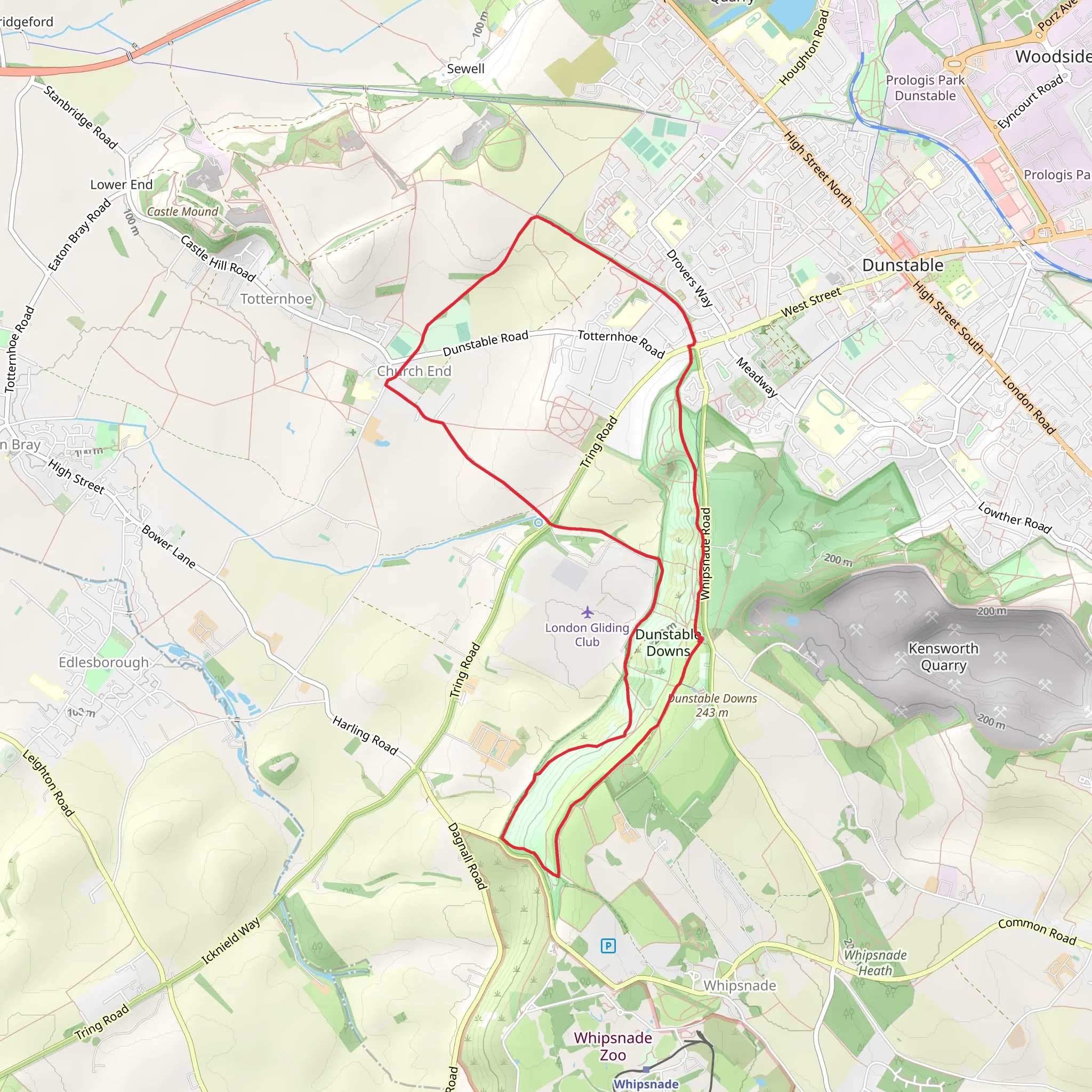 Dunstable Downs Countryside Walk - Bedfordshire mobile static map