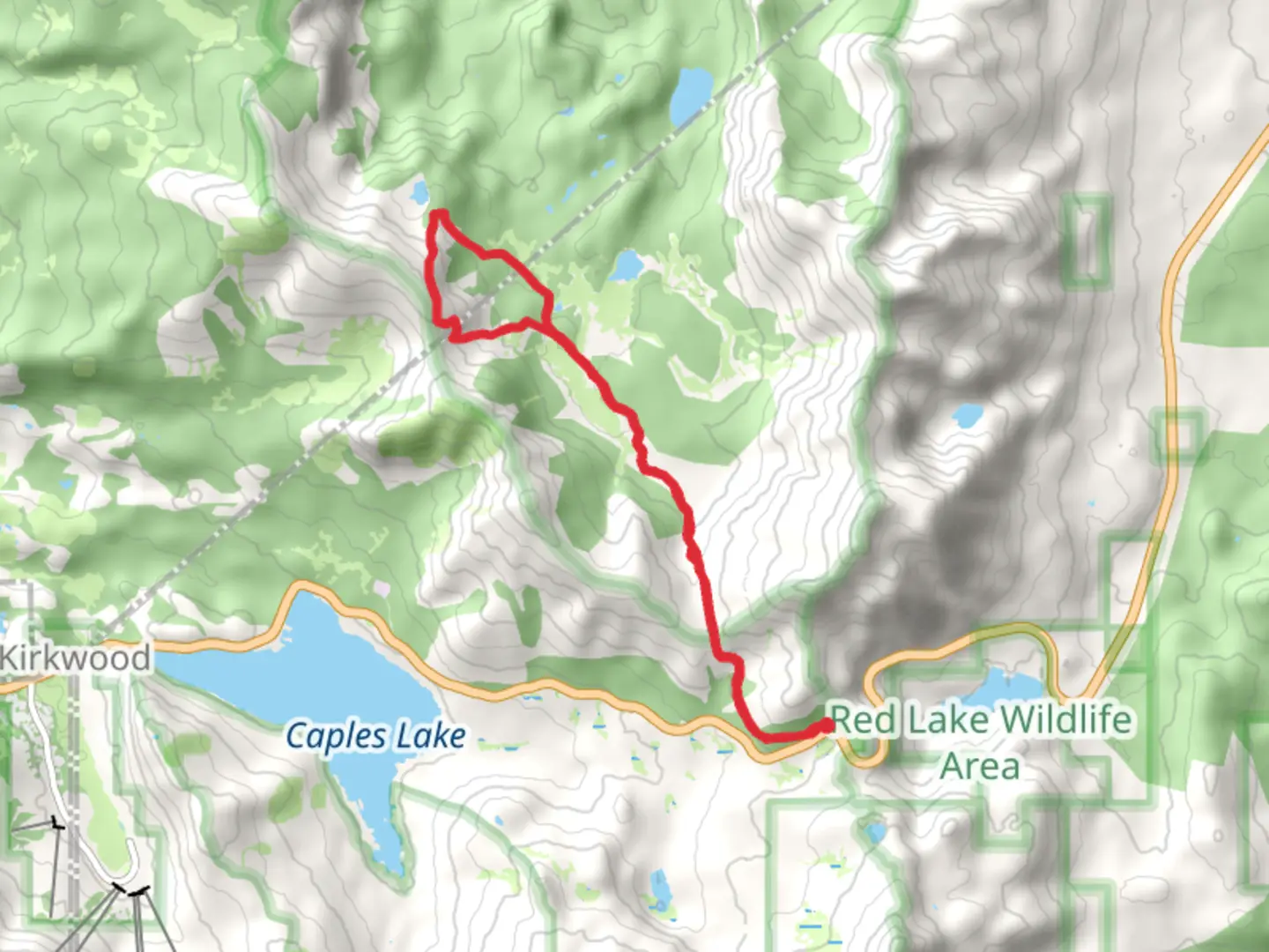 An image depicting the trail Showers Lake Loop via PCT and its surrounding area.