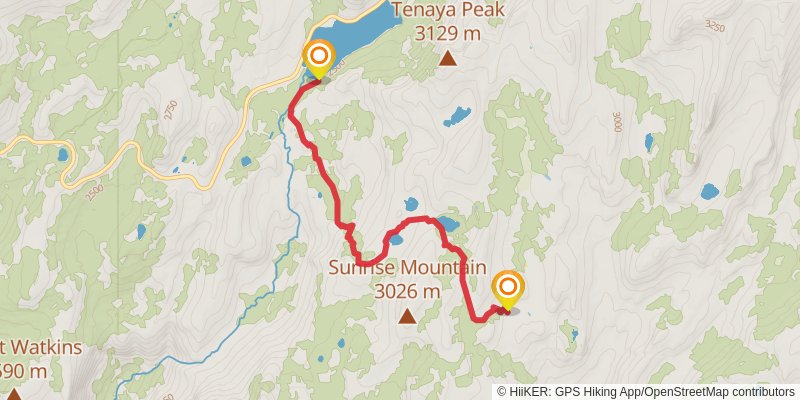 Yosemite Valley to Tuolumne Meadows spur 2 Map