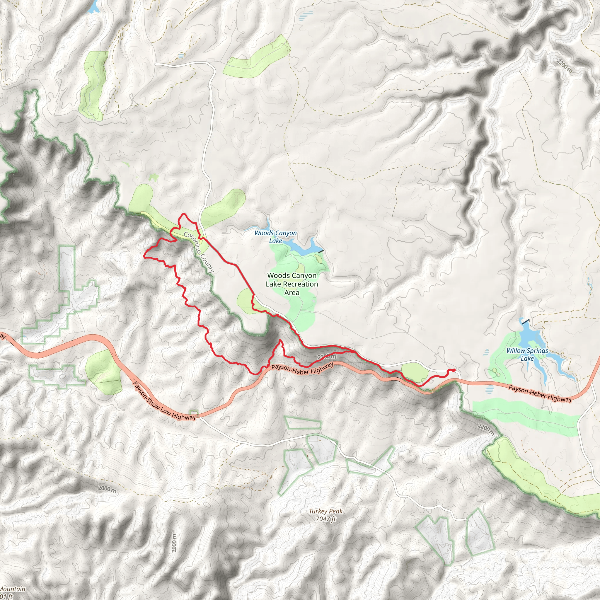 Rim Lakes Vista Trail and Drew Canyon Trail Loop mobile static map