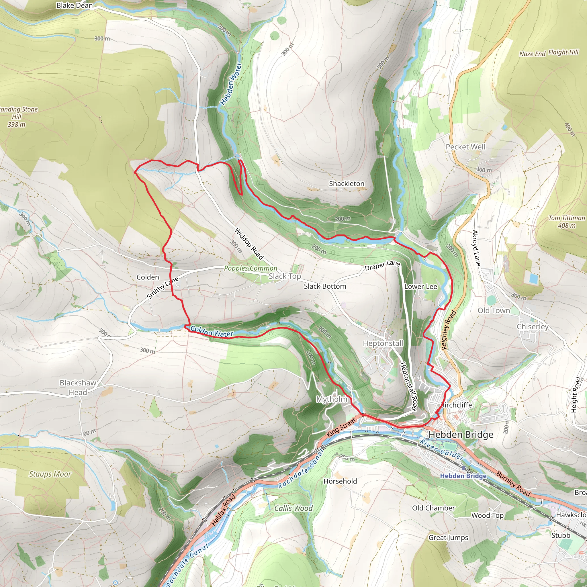 Hebden Bridge Western Loop via Lower Mill Pond mobile static map