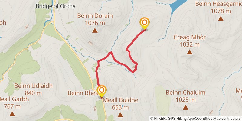 Beinn nam Fuaran via West Highland Way stage 2 Map