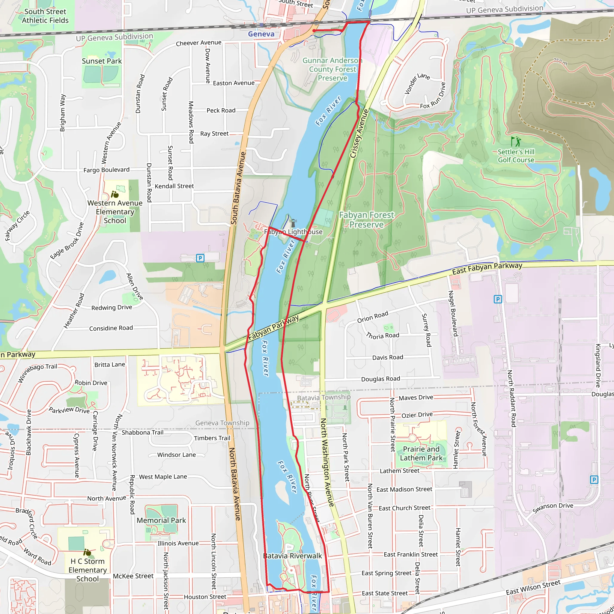 Fox River Loop Trail from Geneva mobile static map