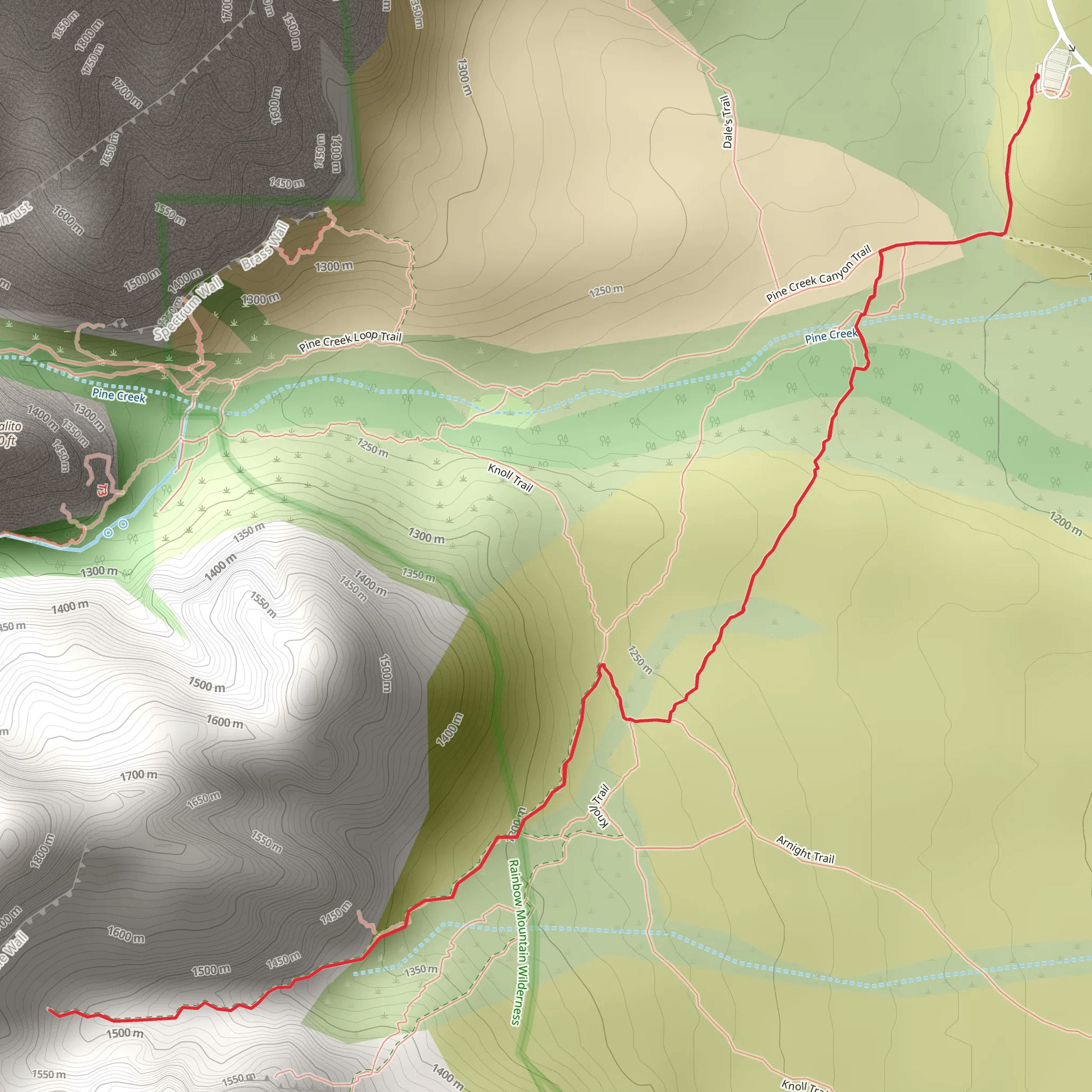 Pine Creek Trail Out and Back mobile static map