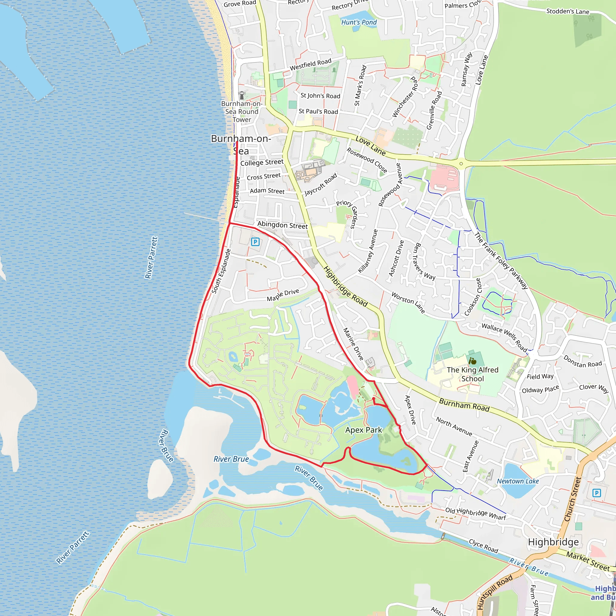 Apex Park and Berrow Sands Loop mobile static map