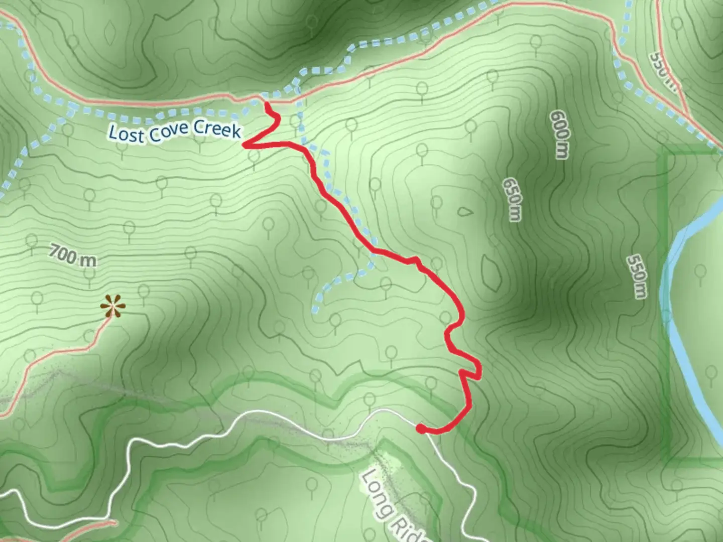 An image depicting the trail Hunt Fish Falls Trail and its surrounding area.