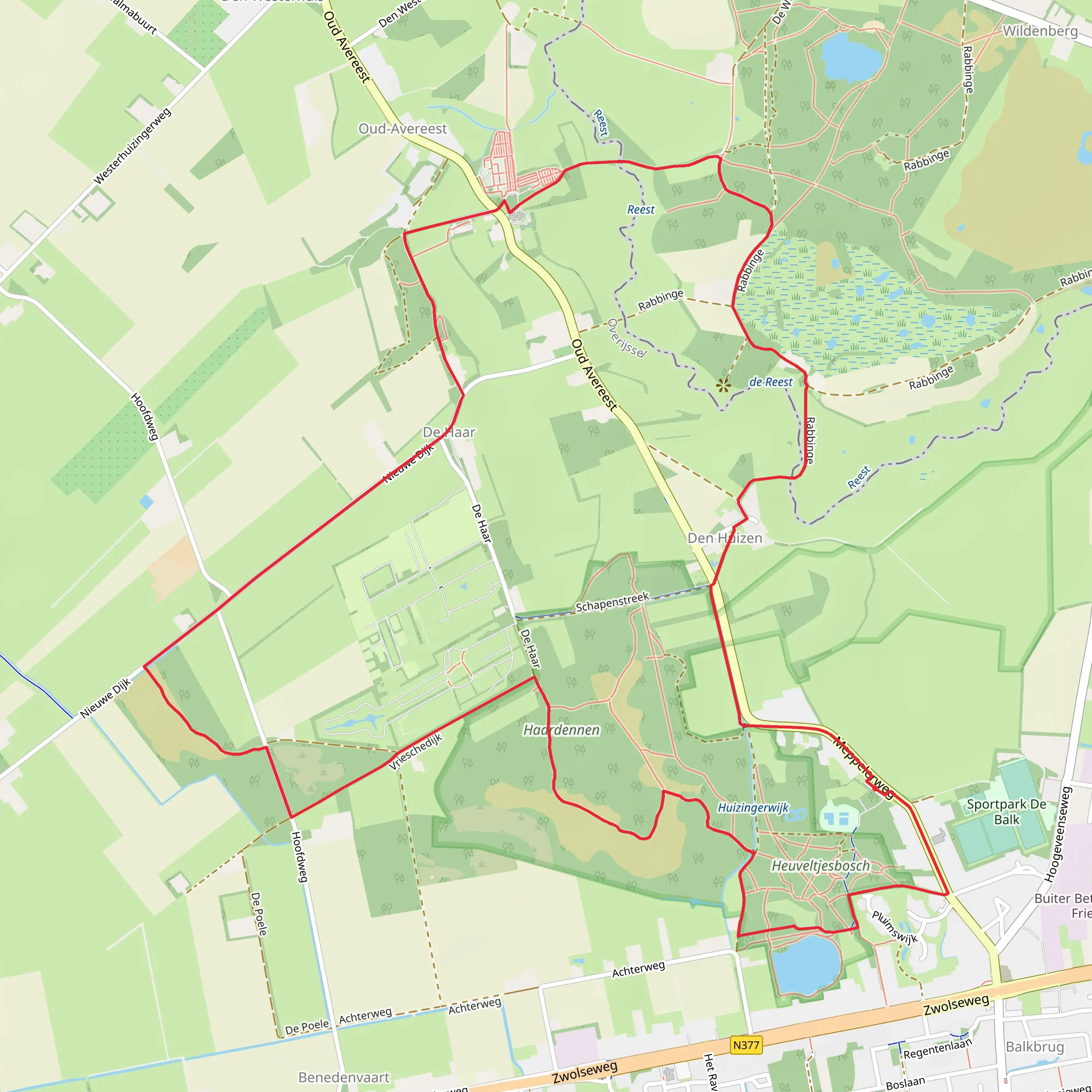 Haardennen via Kerkenpad and Maarten van Rossumpad mobile static map