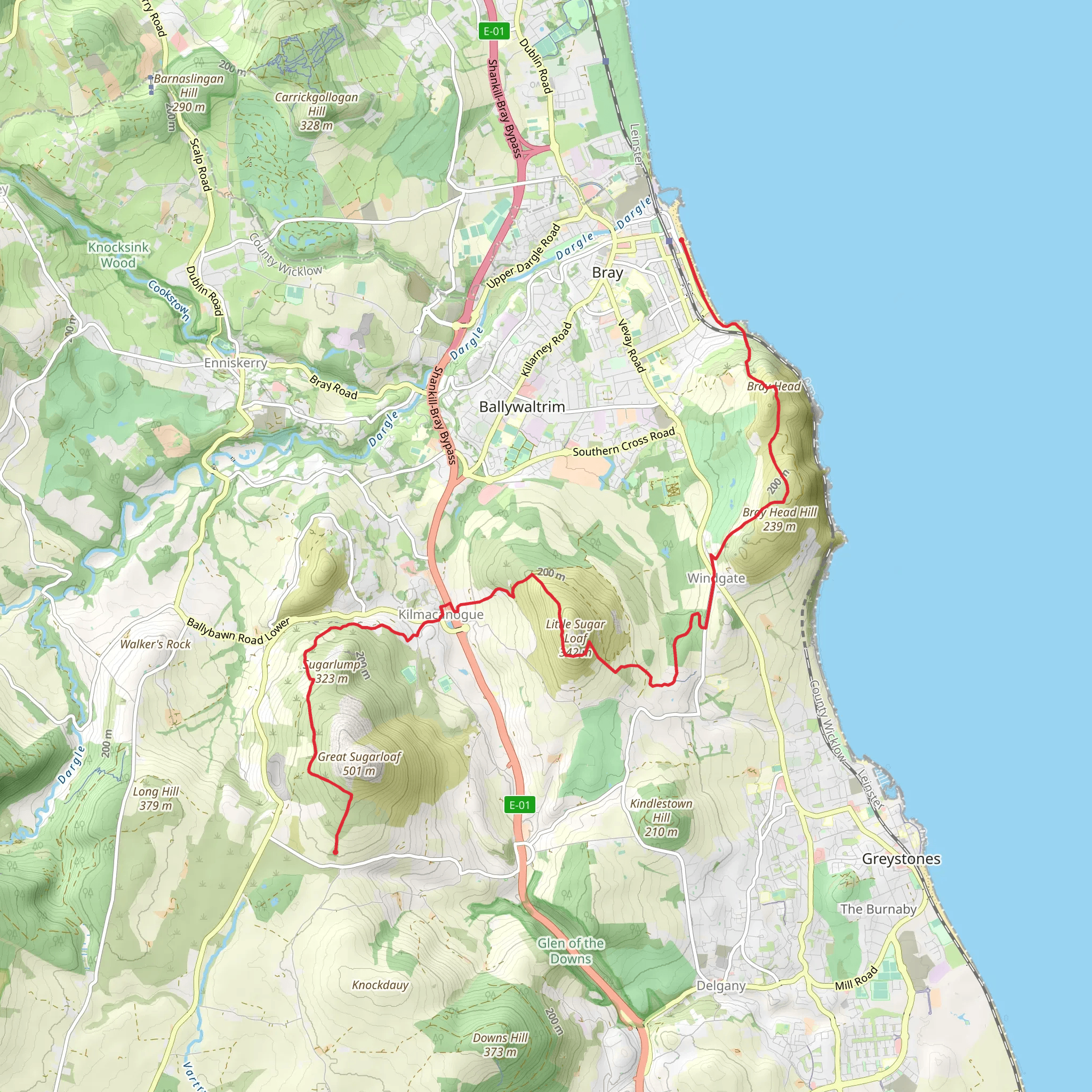 Bray Head Belmont Demense Little Great Sugarloaf Walk mobile static map