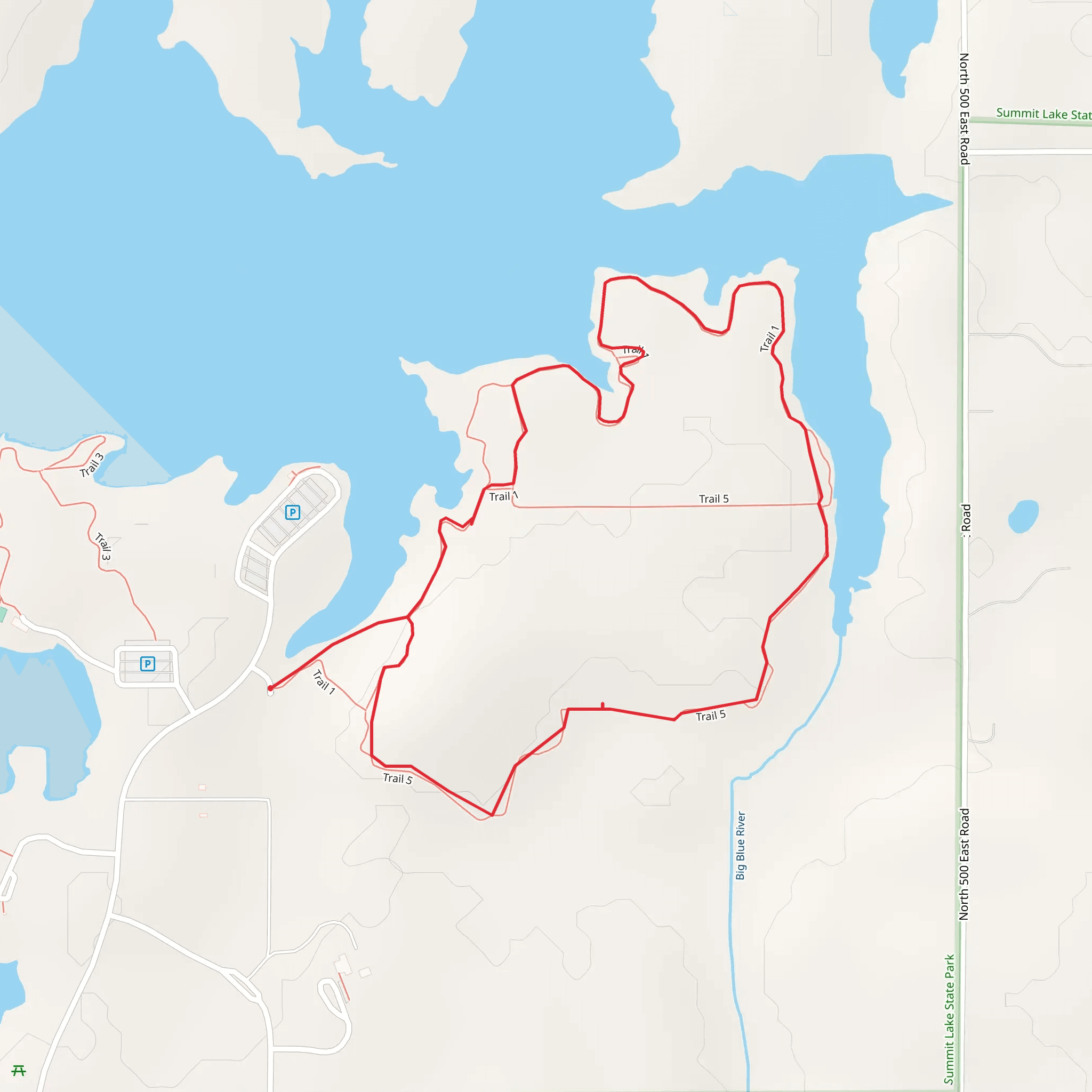 Summit Lake State Park Trail 5 Loop mobile static map