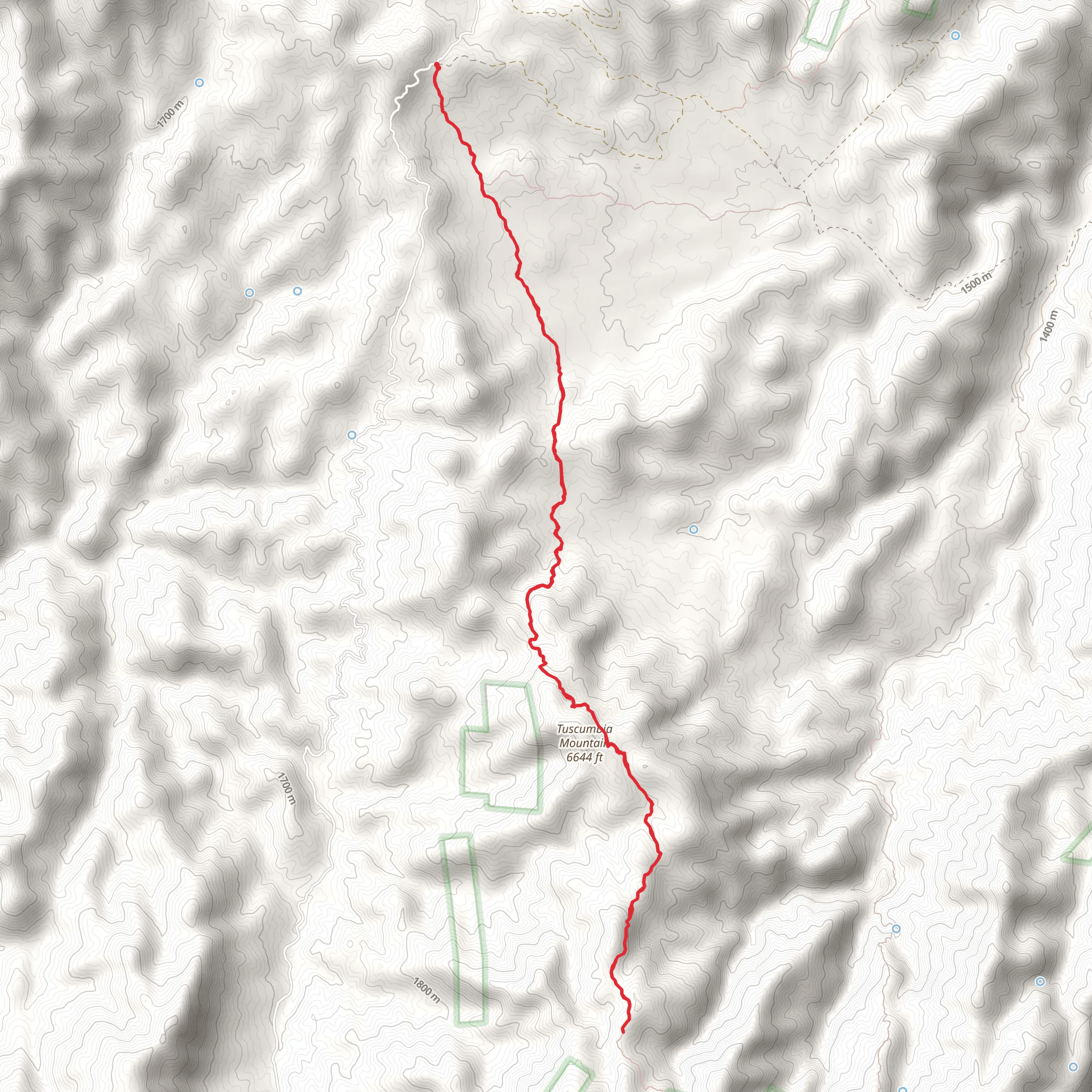 Tuscumbia Mountain via Bradshaw Trail mobile static map