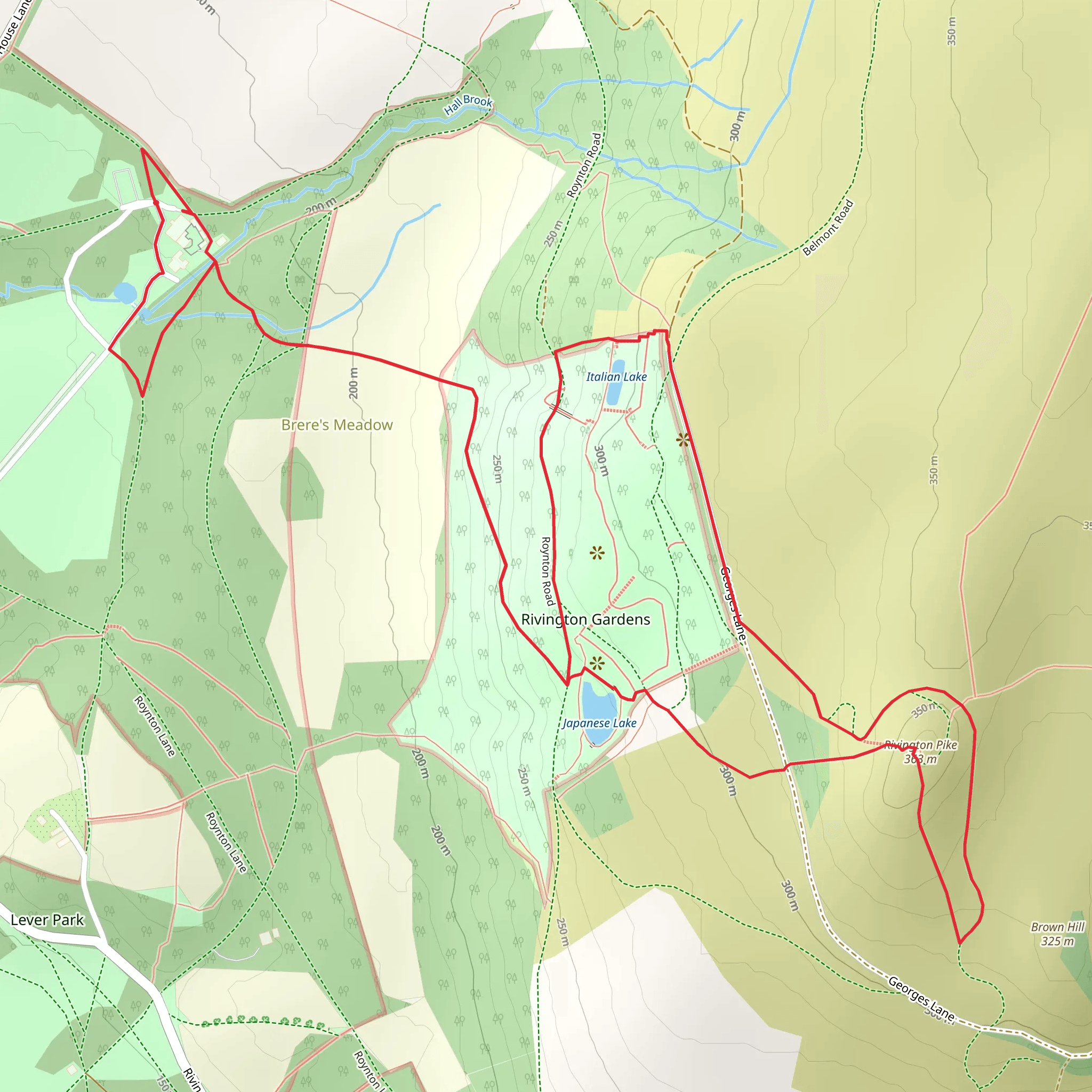 Rivington Gardens and Rivington Pike mobile static map