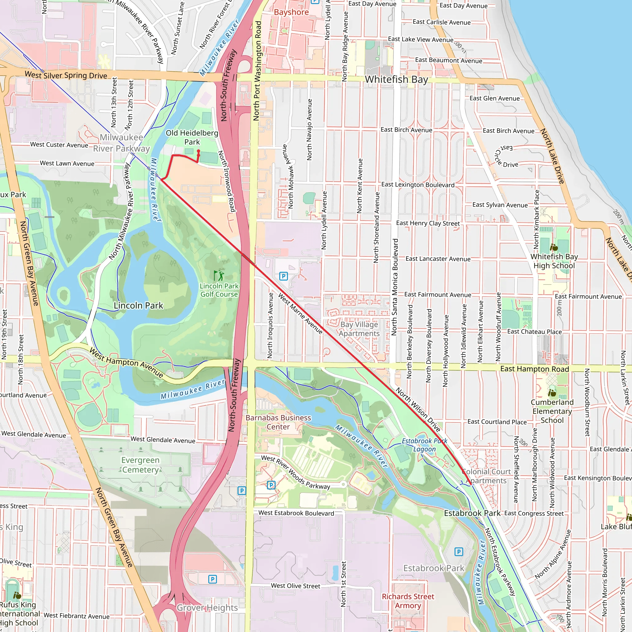 Estabrook Park Lagoon Overlook mobile static map