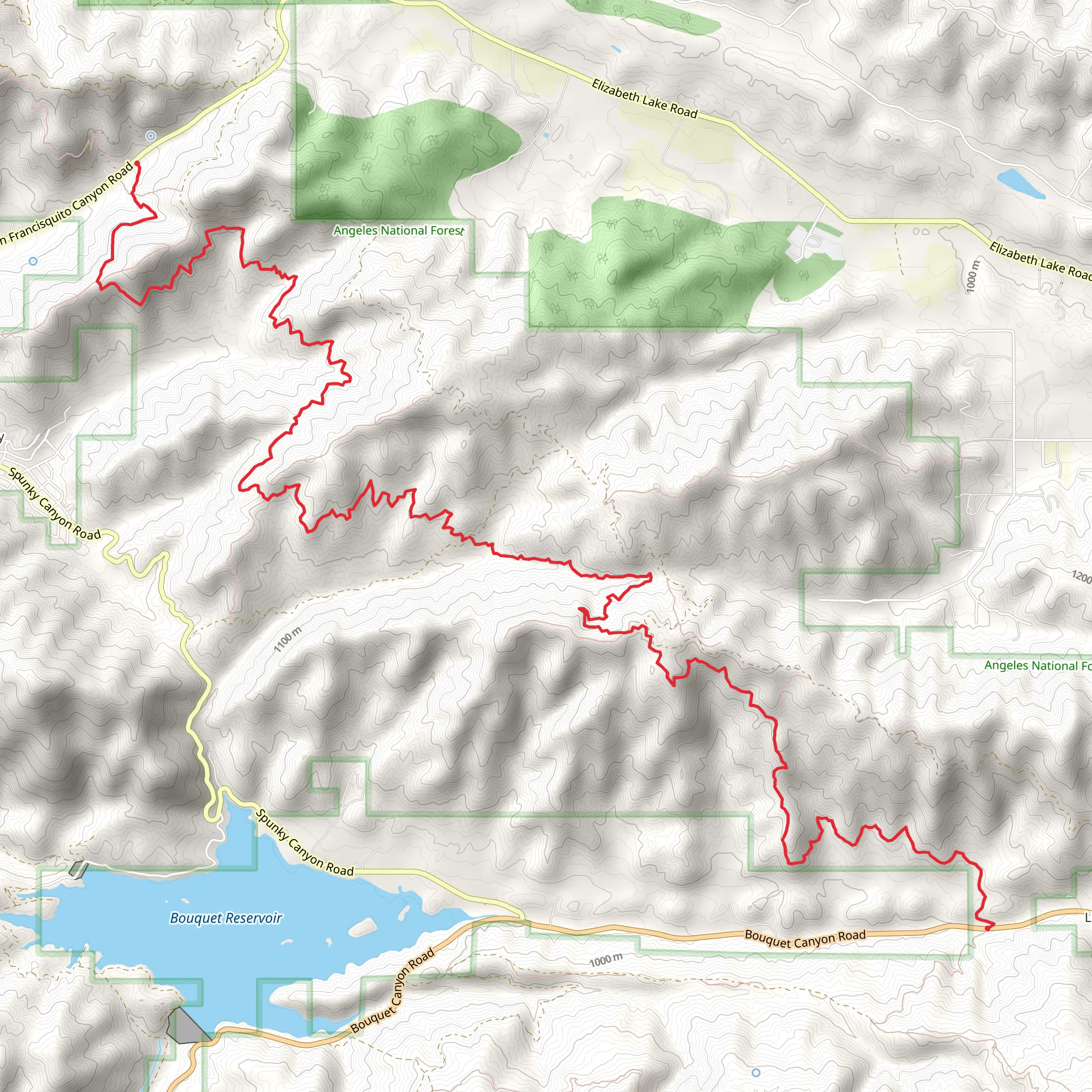 San Francisquito Canyon via Pacific Crest Trail mobile static map