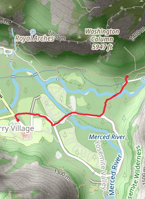 Hike on Mirror Lake Trail mobile static map