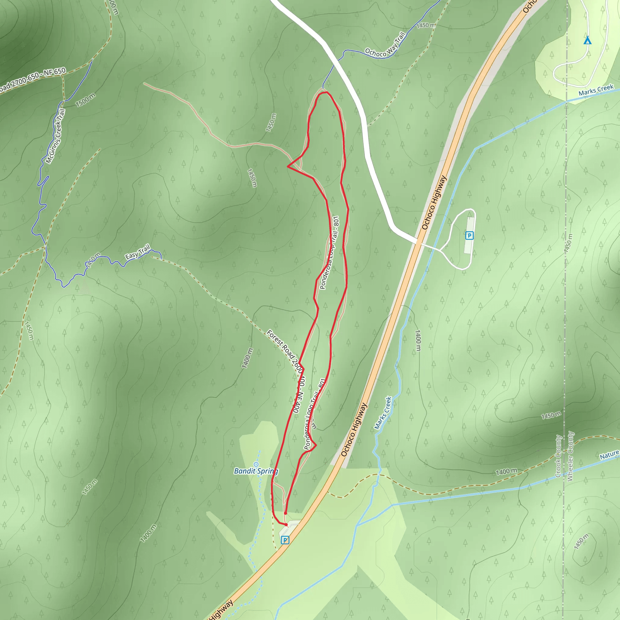 Ponderosa Loop Trail mobile static map
