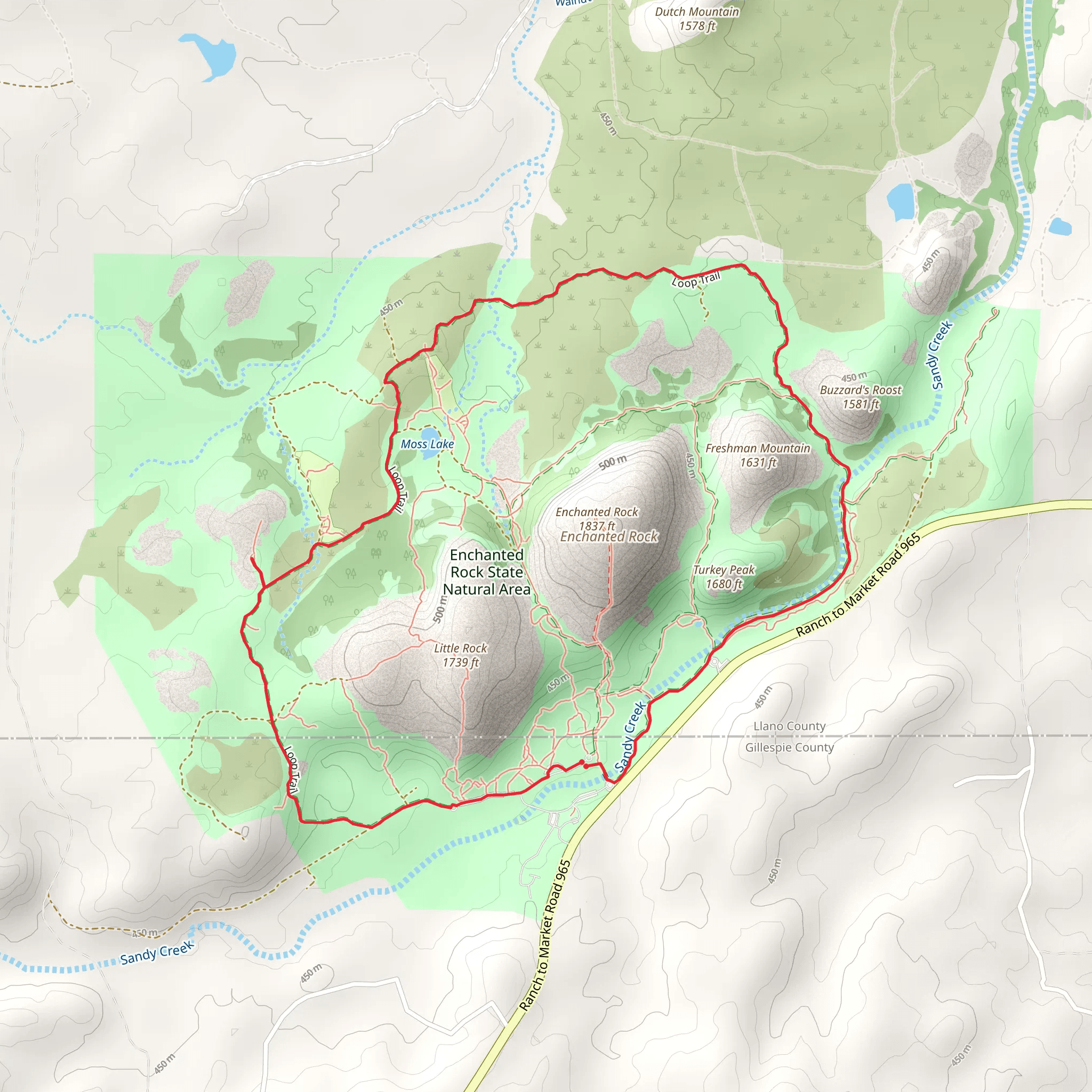 Moss Lake and Sandy Creek Loop mobile static map