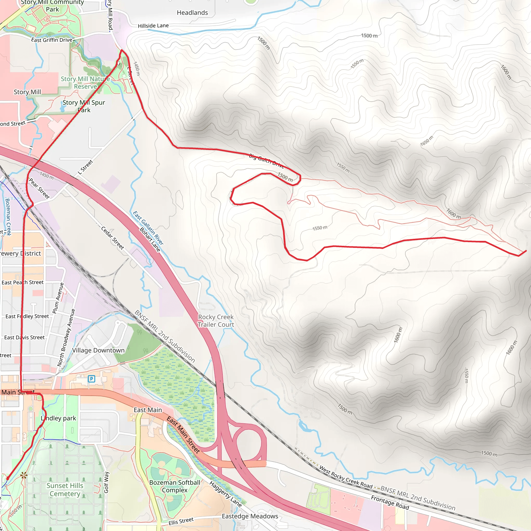 Story Mill Spur Park and Big Gulch mobile static map