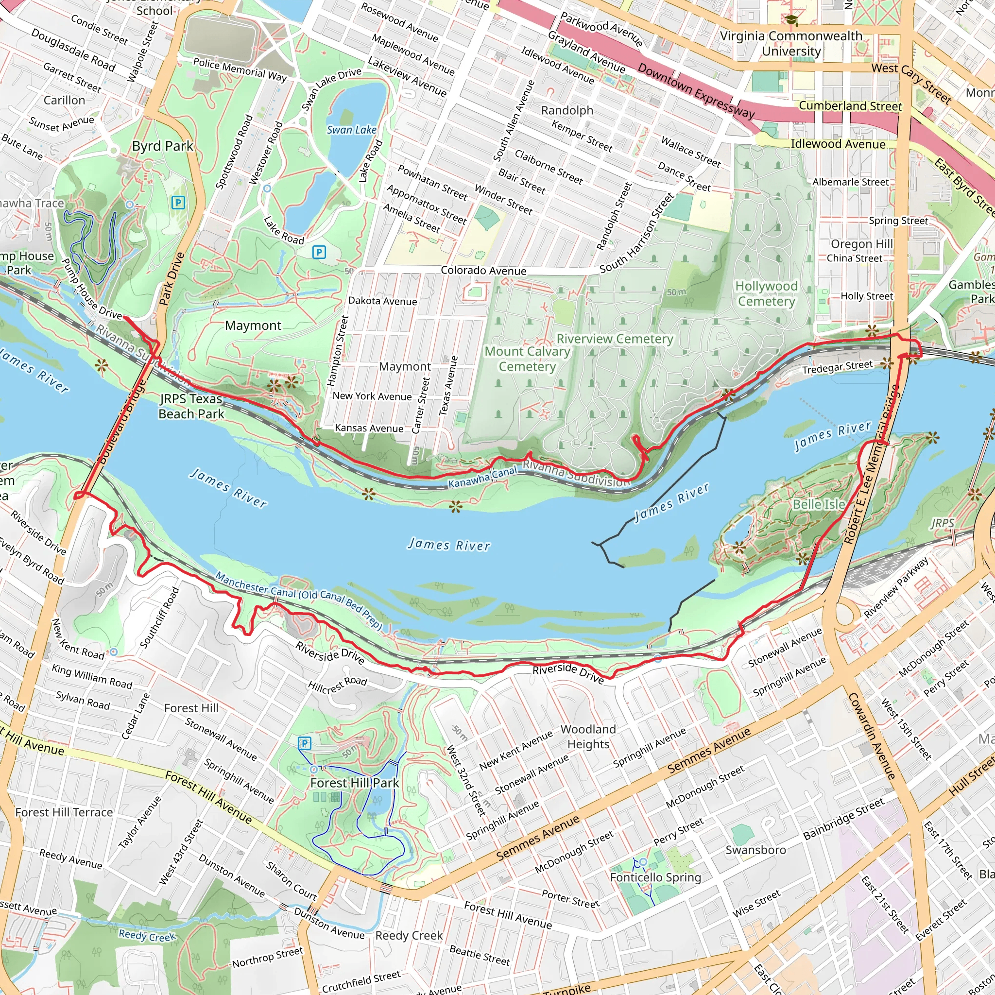 Buttermilk Trail and North Bank Trail Loop mobile static map