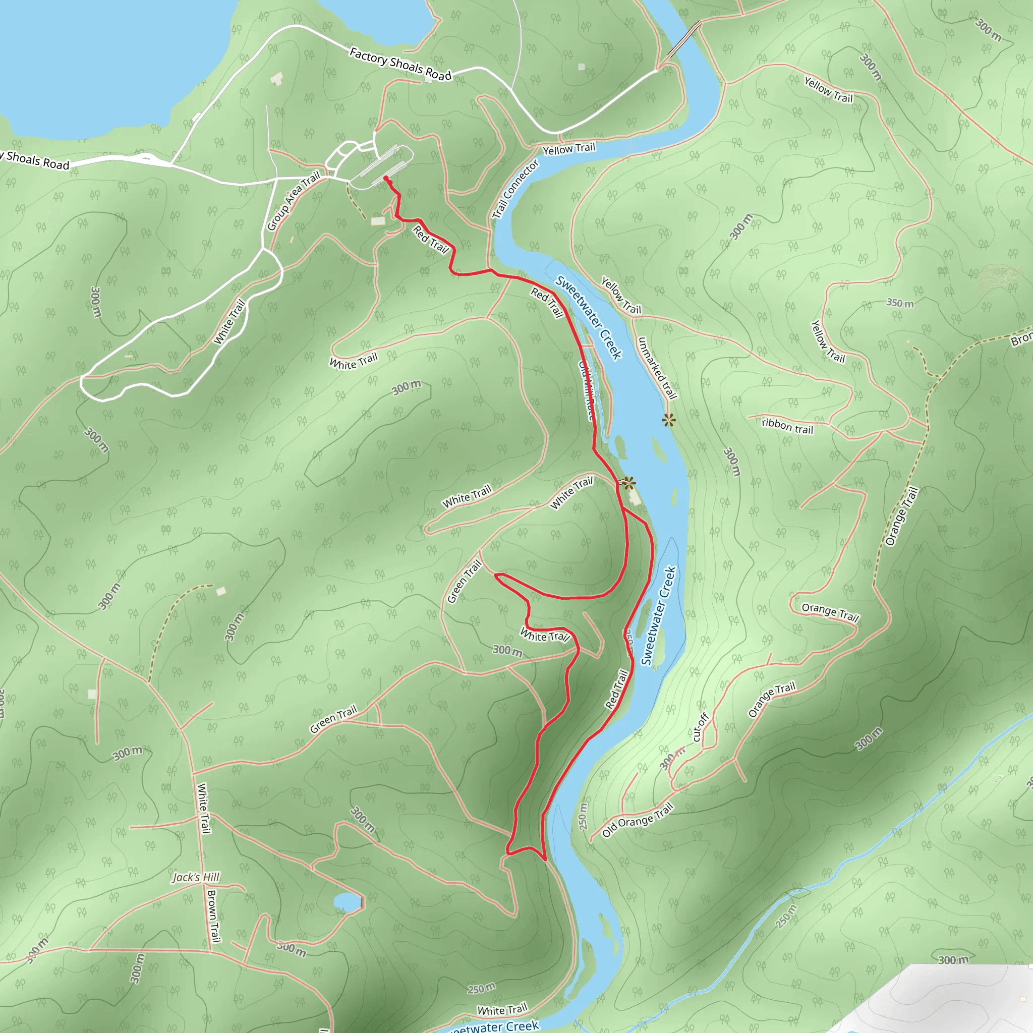 Sweetwater Creek State Park via Red Trail and White Trail mobile static map