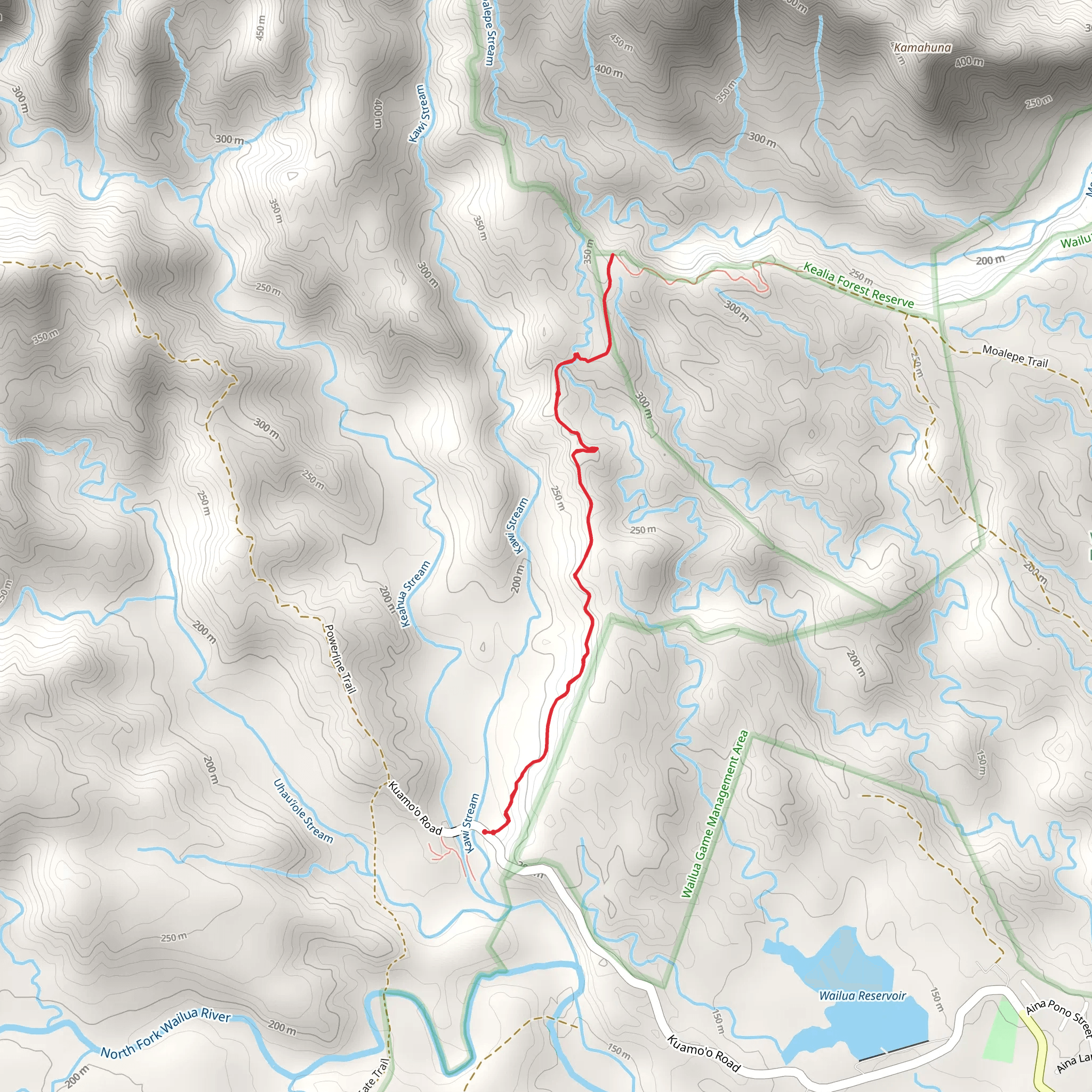 Kuilau Ridge Trail mobile static map