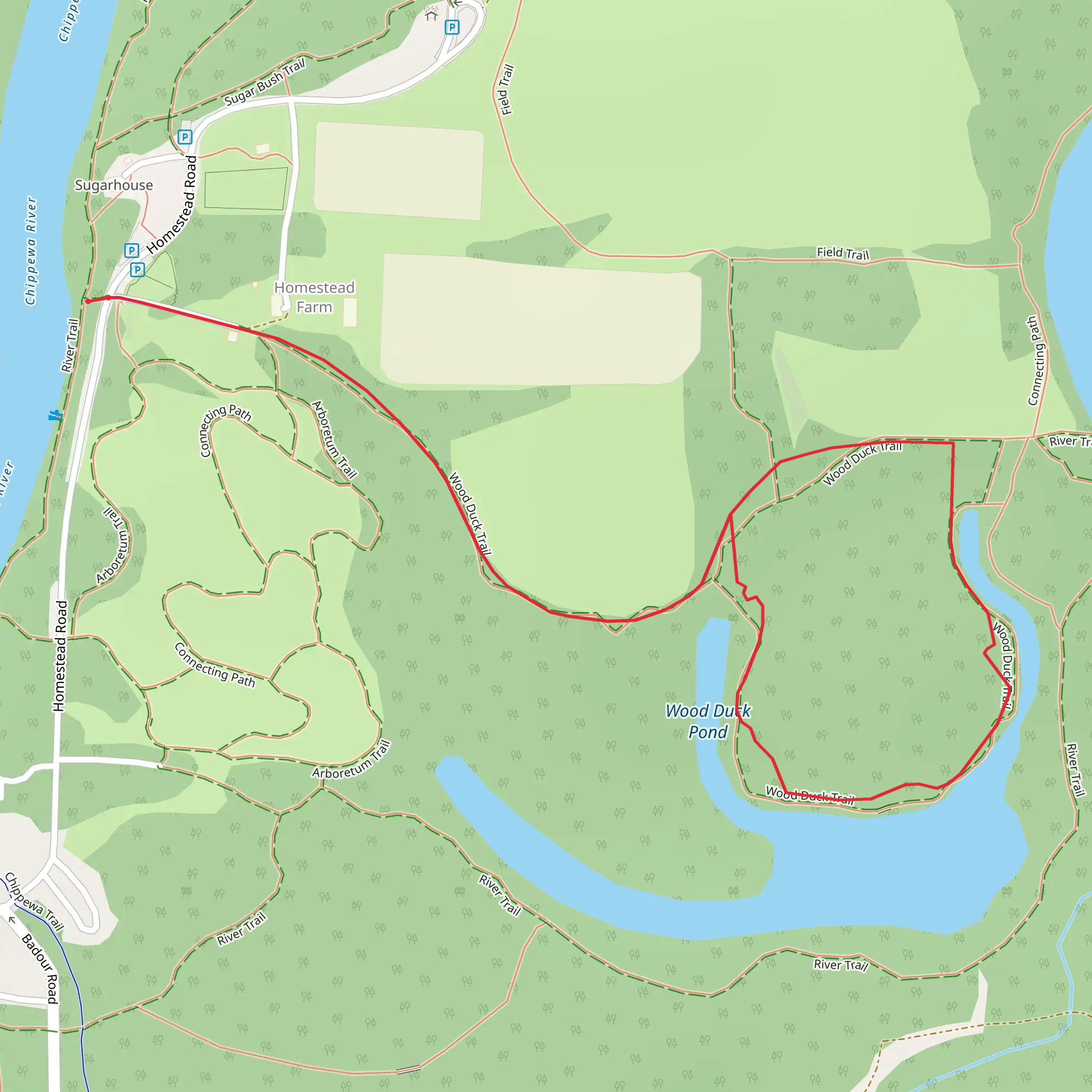 Wood Duck Loop via Homestead Trail mobile static map