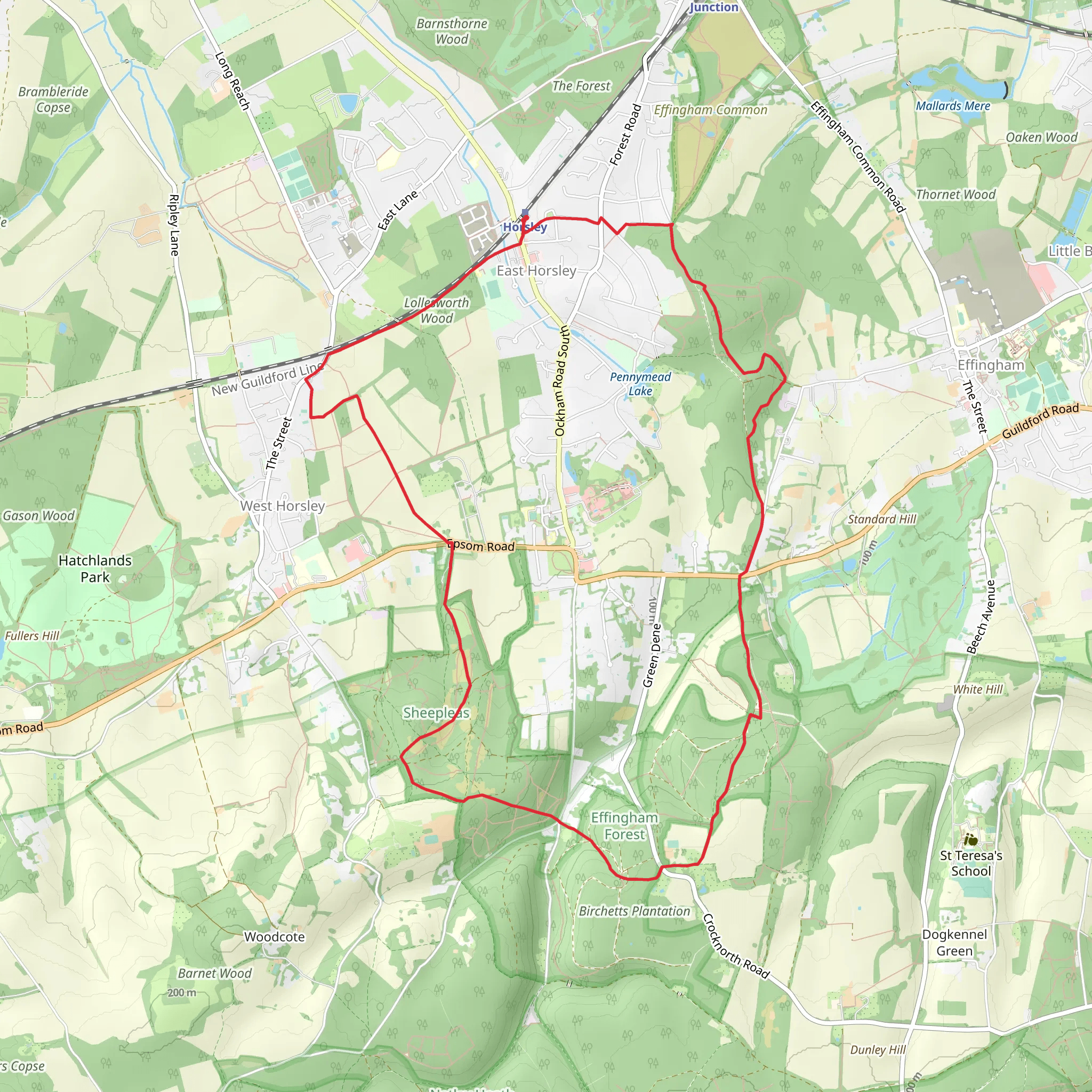 East Horsley Loop mobile static map