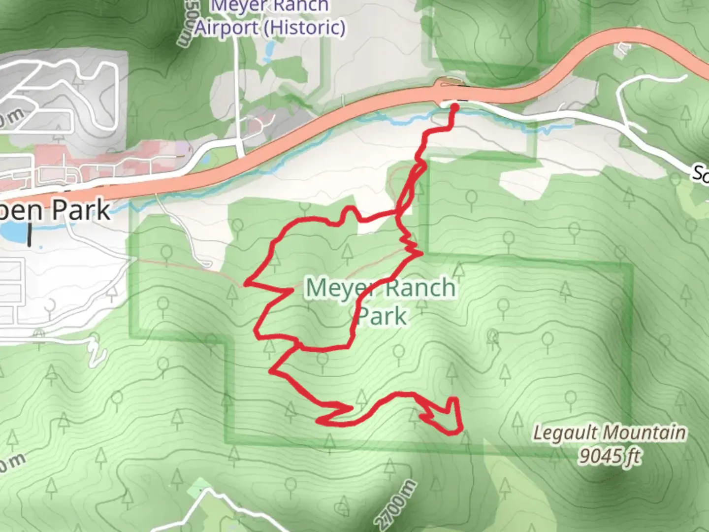 An image depicting the trail Sunny Aspen Trail and Old Ski Run Trail and its surrounding area.