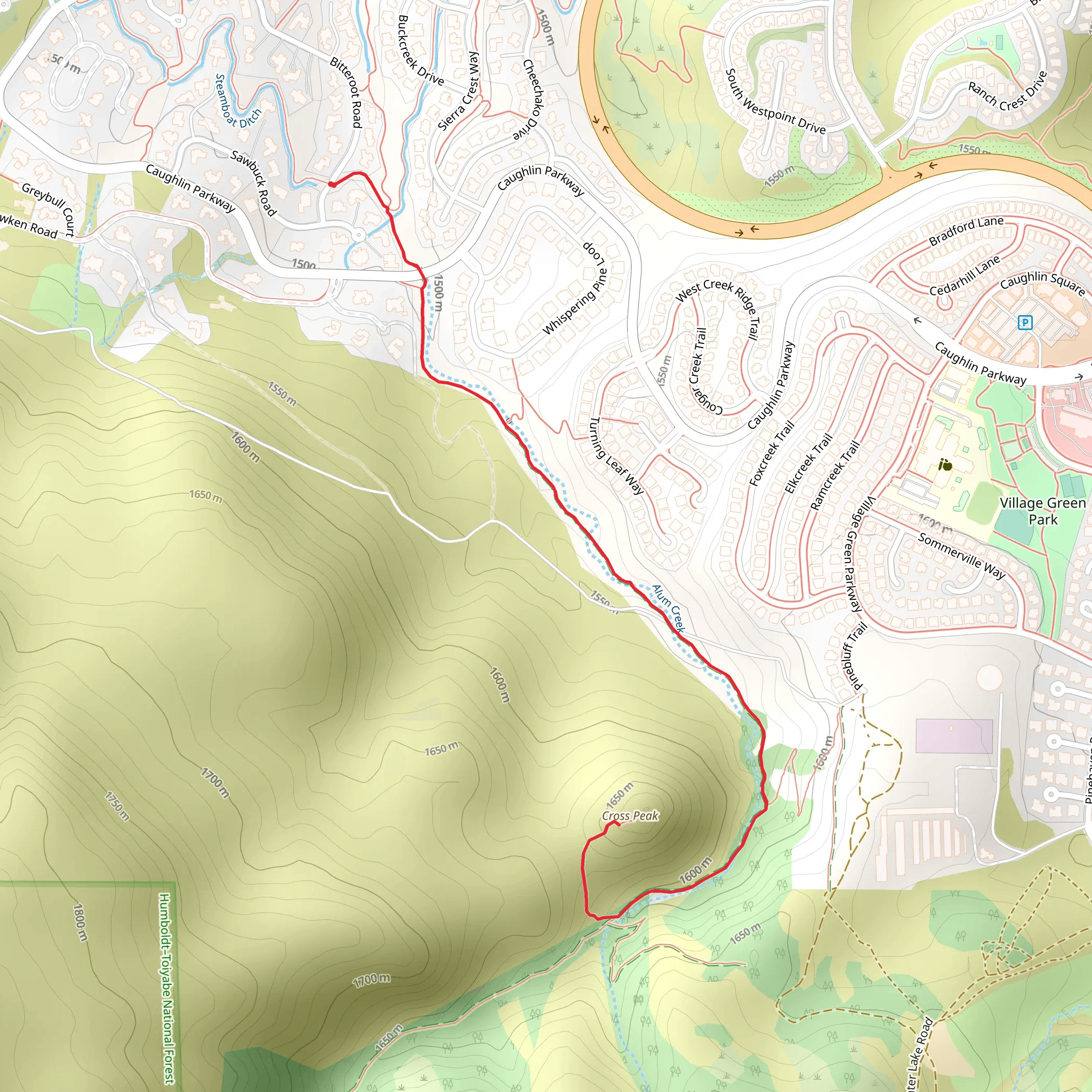 Cross Peak via Steamboat Ditch Trail mobile static map