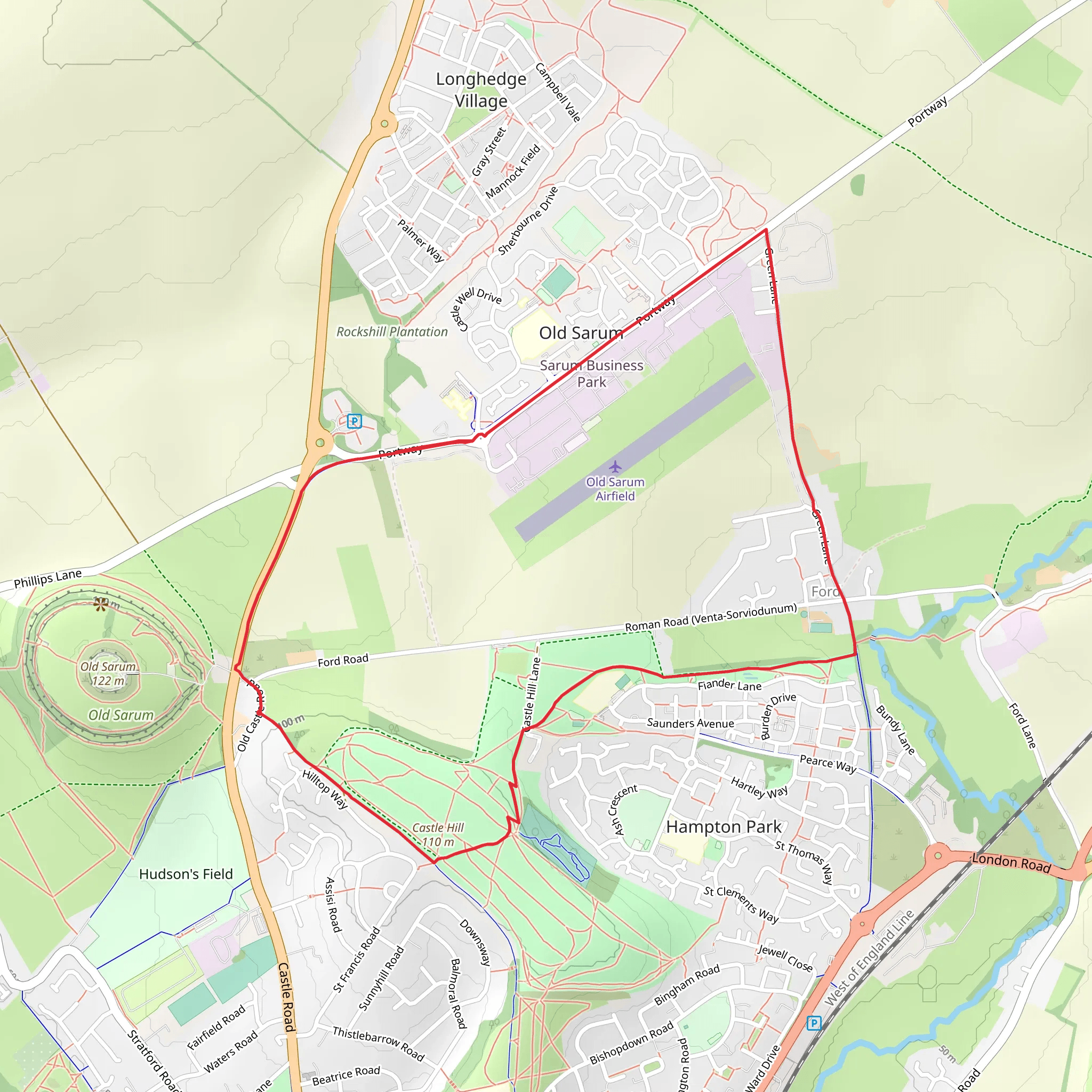 Laverstock Country Park Loop mobile static map