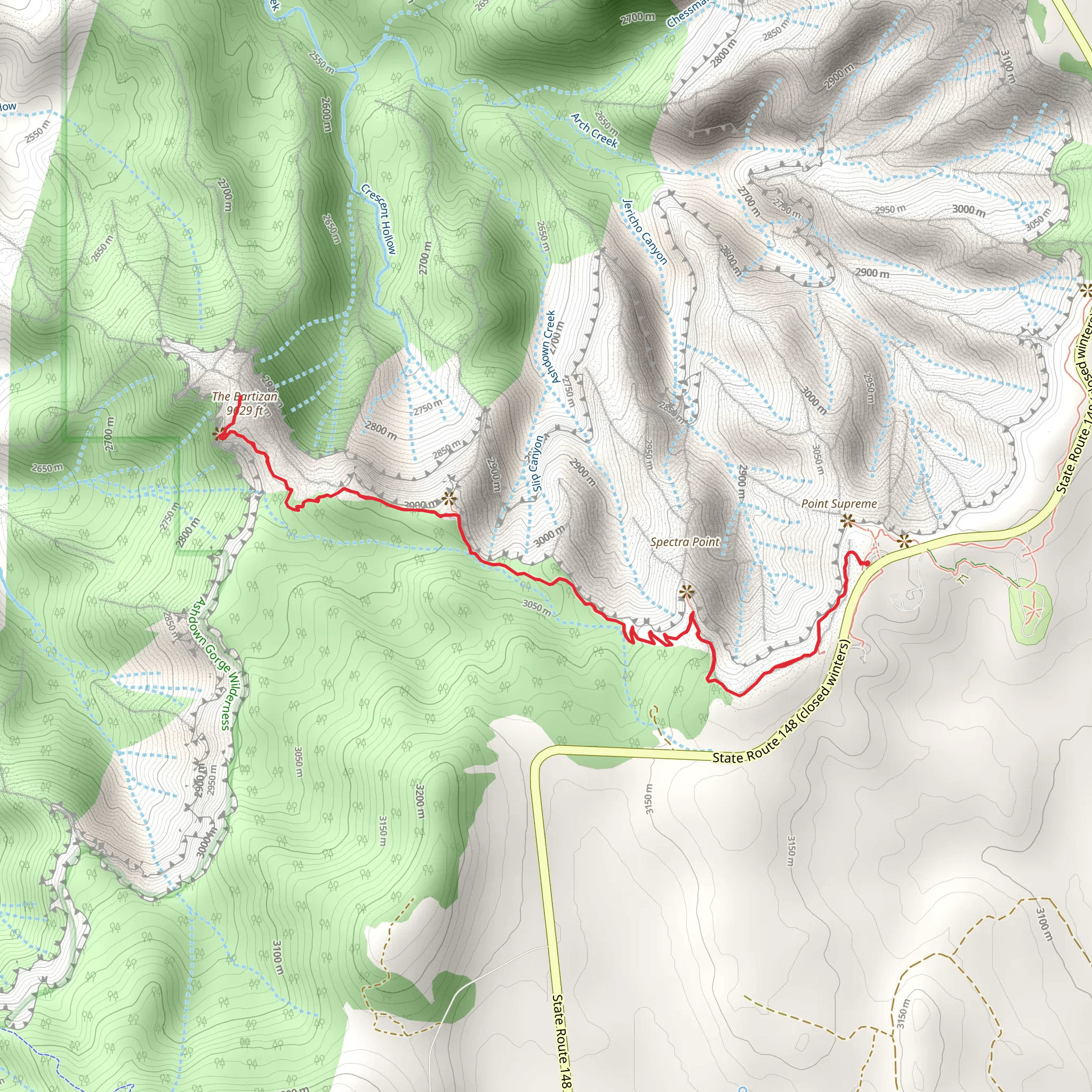 The Bartizan via Bartizan Arch Trail mobile static map