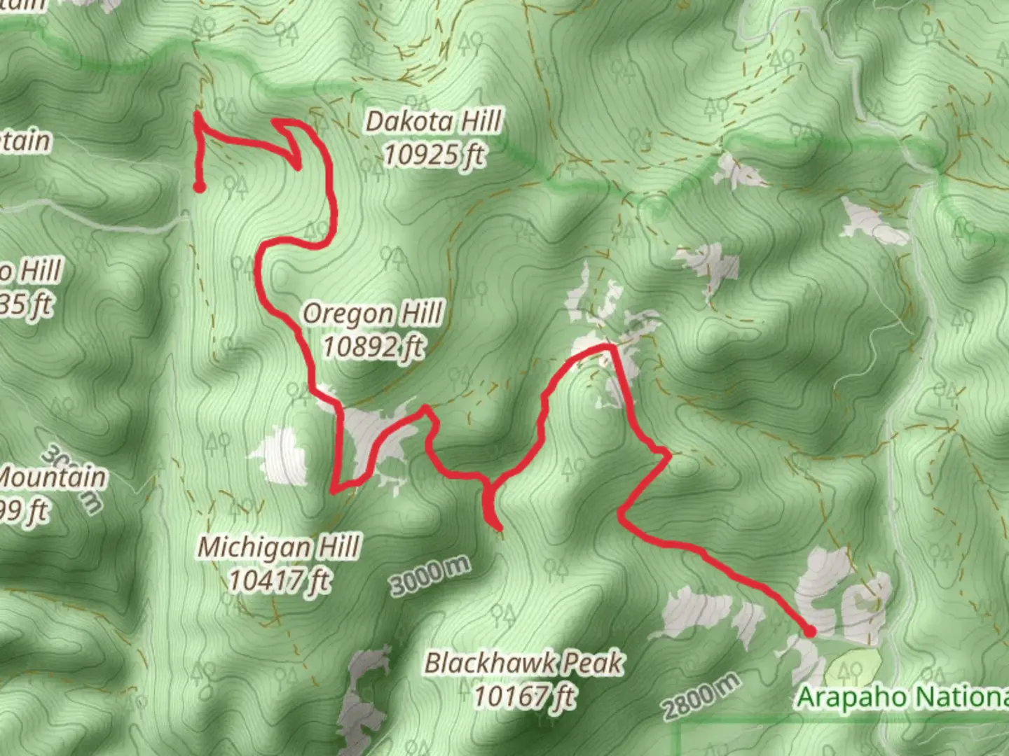An image depicting the trail Blackhawk Gulch and Utah Hill and its surrounding area.