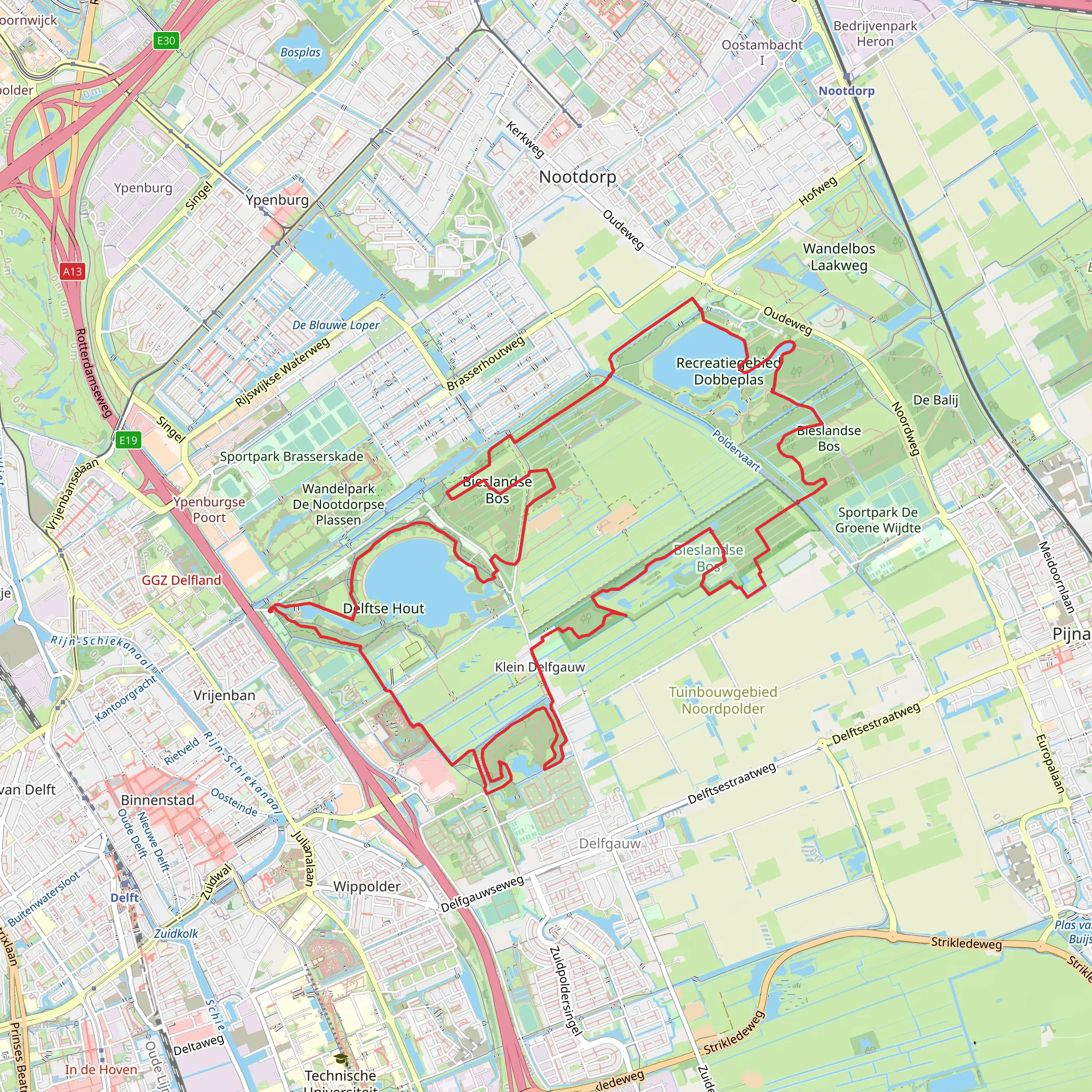 Grote Plas, Dobbeplas and Bieslandse Bos via Heempad mobile static map