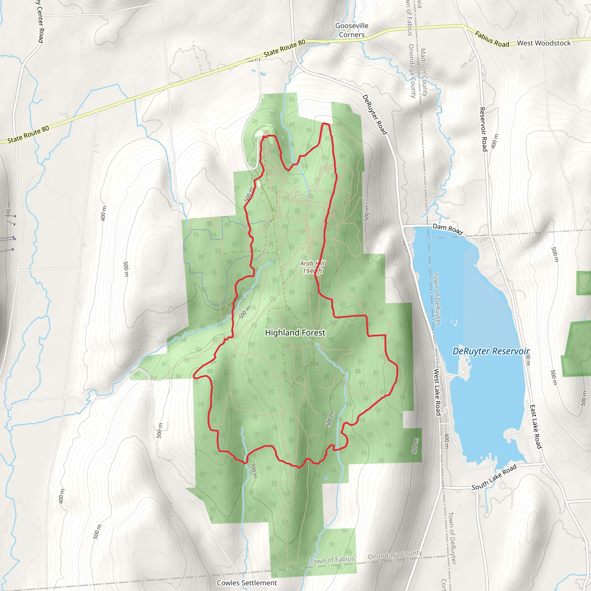 Highland Forest Nature Trail and Arab Hill Loop Trail mobile static map