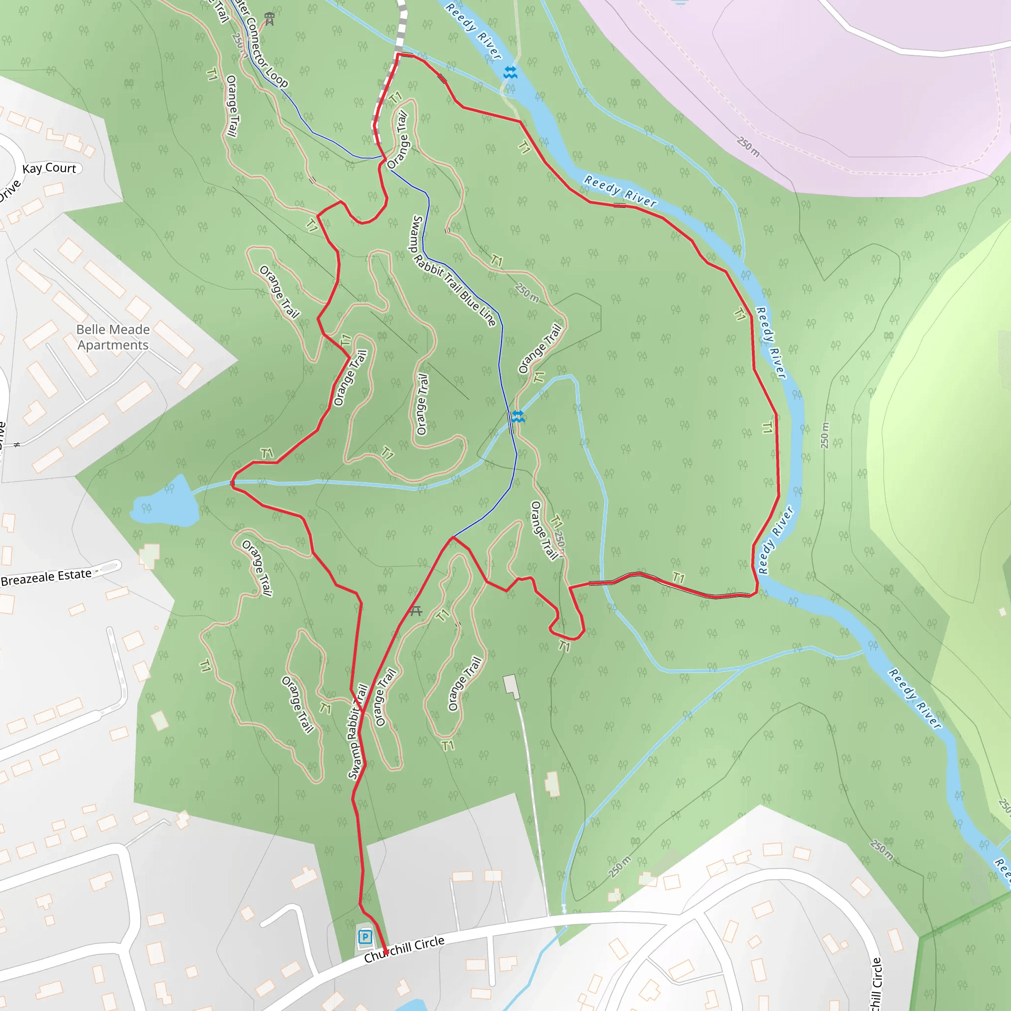 Swamp Rabbit, Orange and Tree Frog Loop Trail mobile static map
