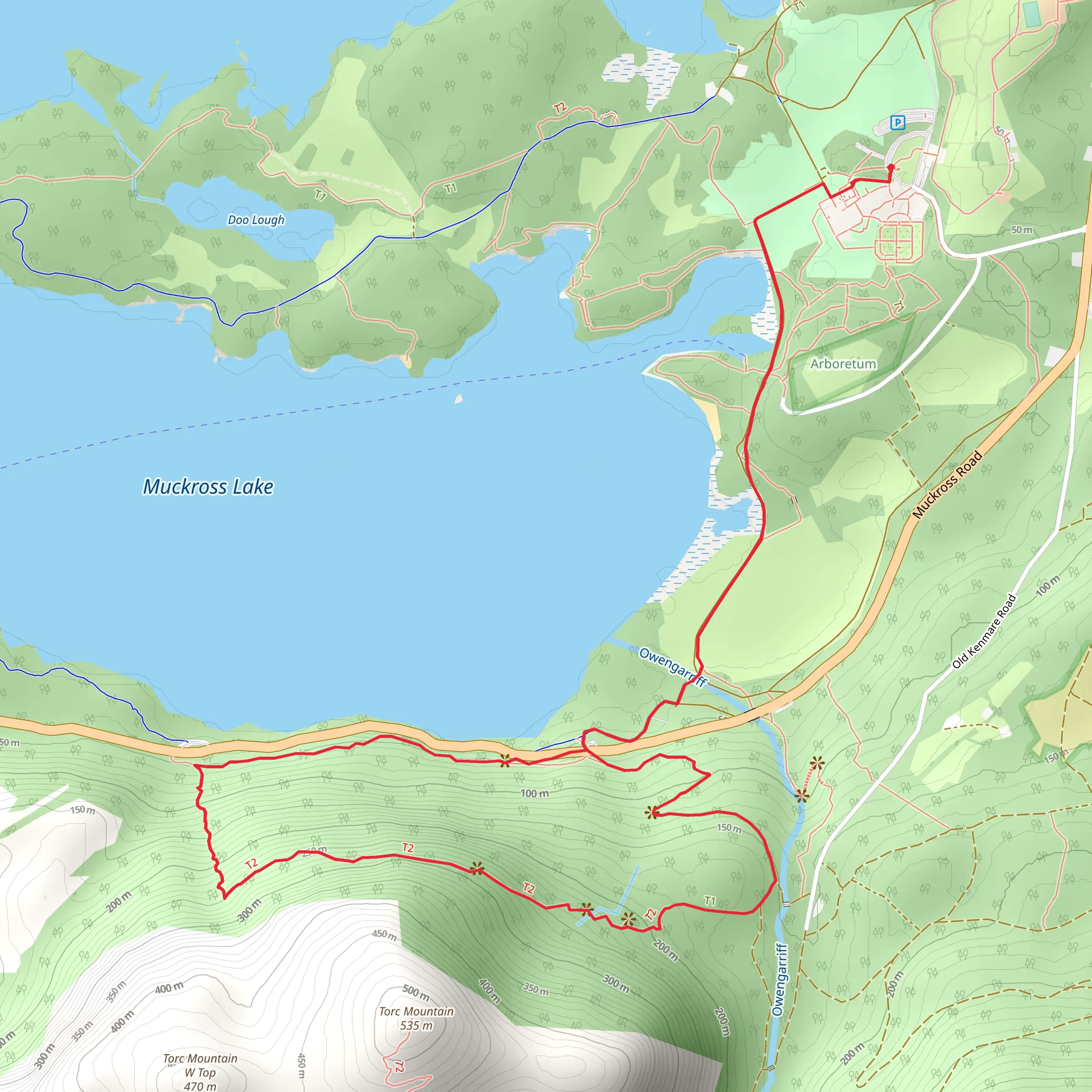 Torc Waterfall Loop mobile static map