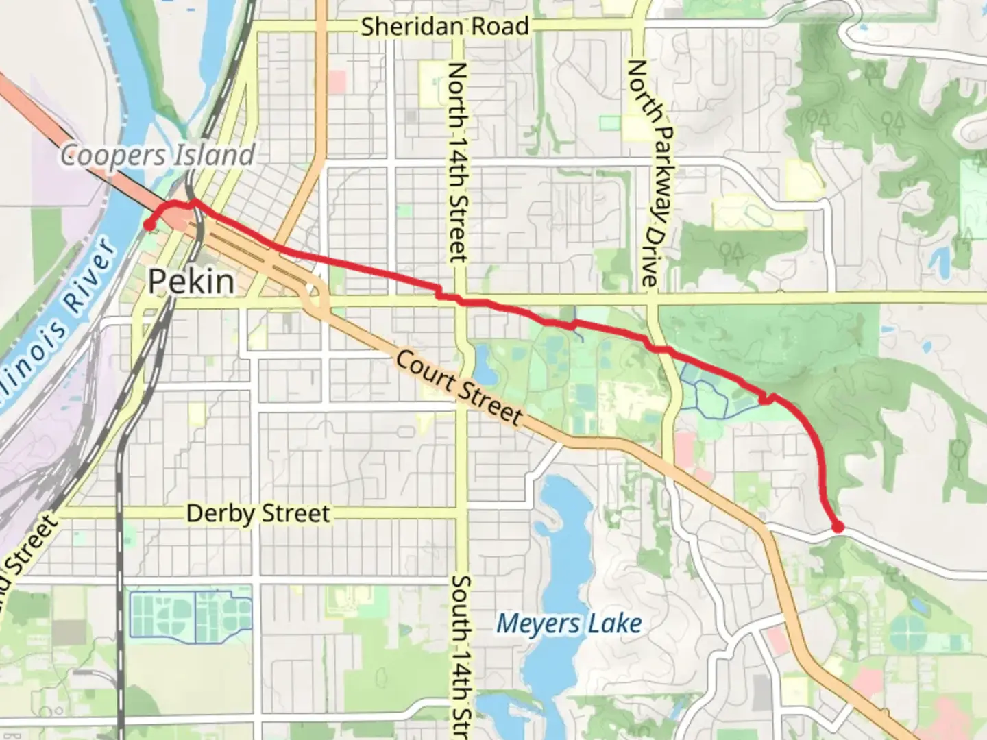 An image depicting the trail Pekin Park Trail and its surrounding area.