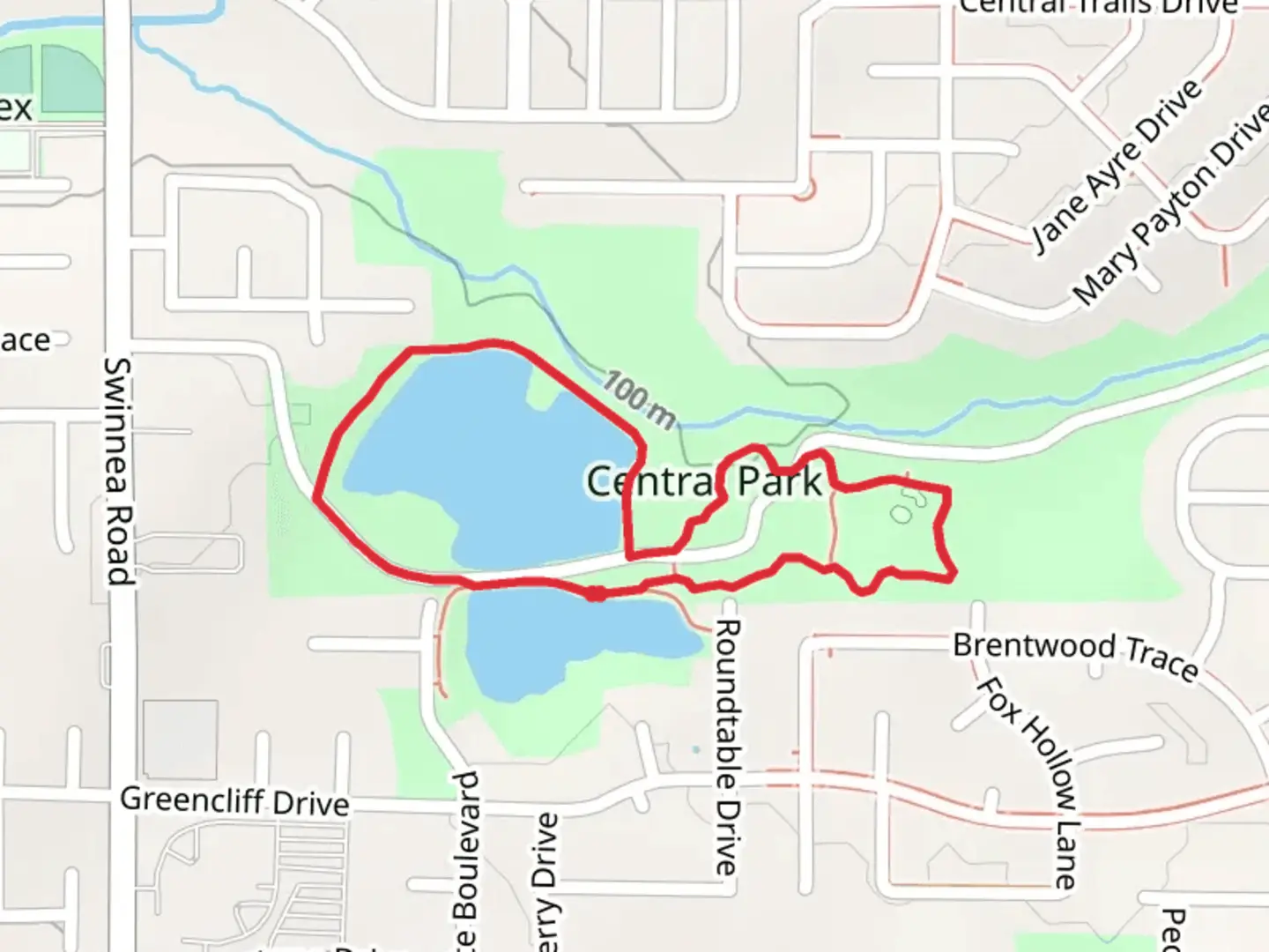 An image depicting the trail Central Park Loop and its surrounding area.