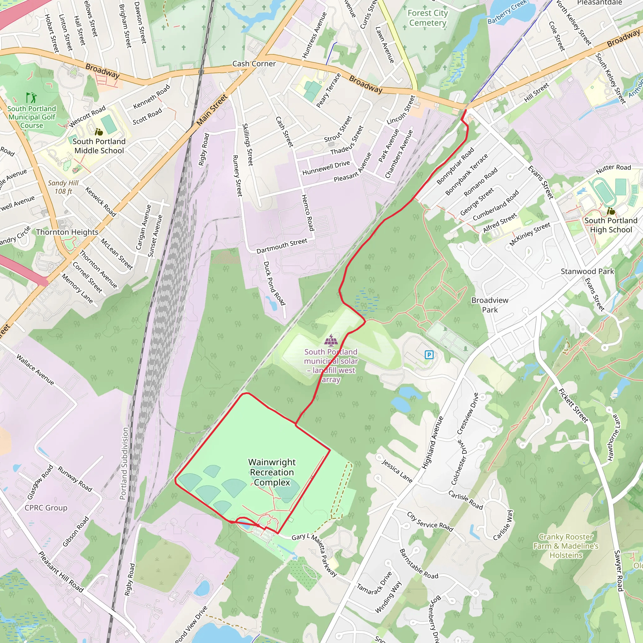 Wainwright Recreation Complex to Greenbelt Walkway mobile static map